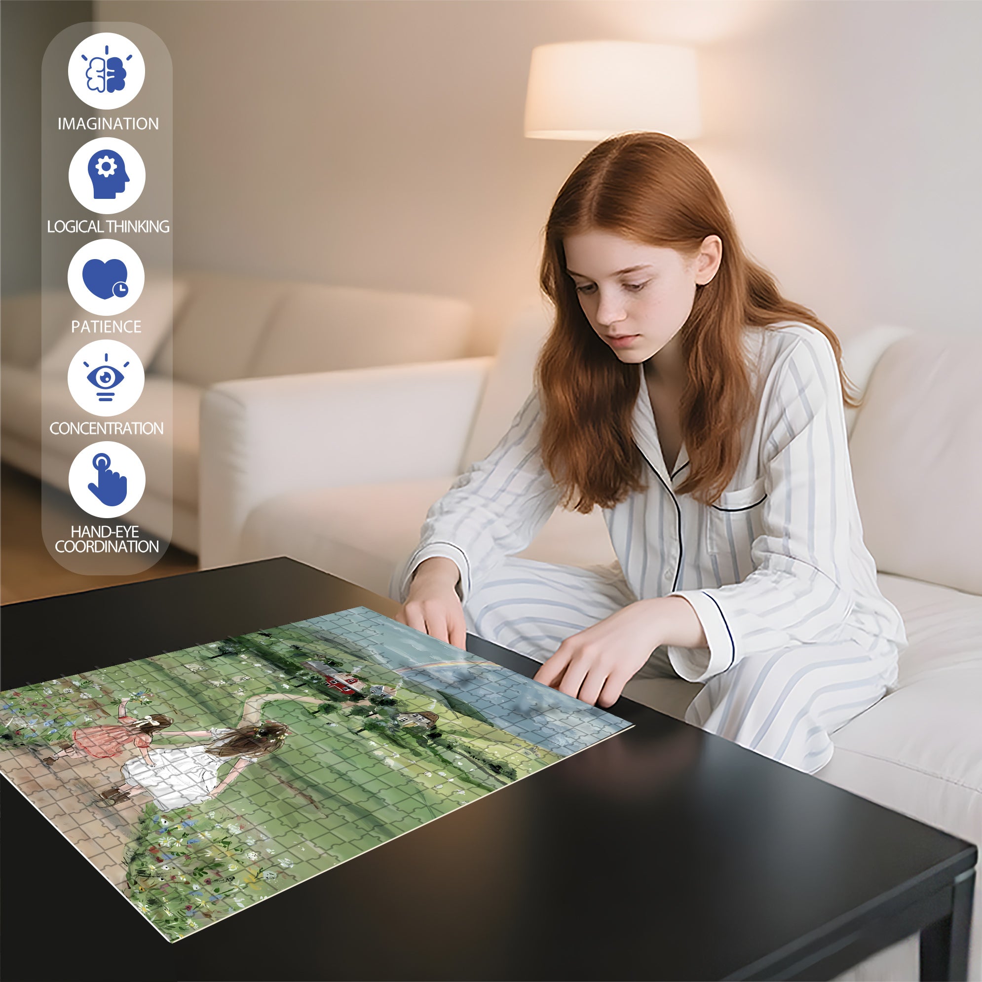 Beautiful Rainbow 500pcs/1000pcs Jigsaw Puzzle, Scratch-Resistant, Interactive Family Game & Brain-Boosting DIY Decor, Perfect for Halloween, Christmas & New Year Gifts, Family Puzzle Game