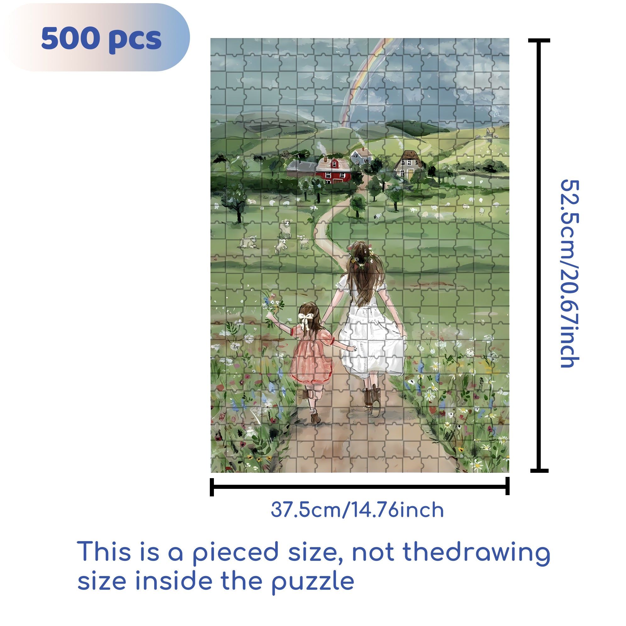 Beautiful Rainbow 500pcs/1000pcs Jigsaw Puzzle, Scratch-Resistant, Interactive Family Game & Brain-Boosting DIY Decor, Perfect for Halloween, Christmas & New Year Gifts, Family Puzzle Game