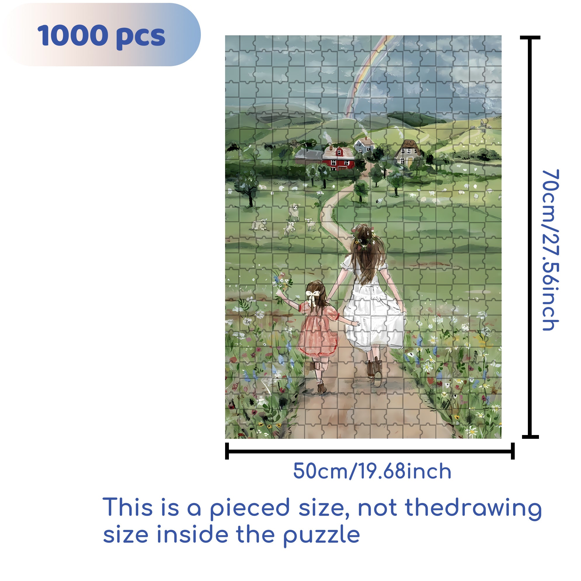 Beautiful Rainbow 500pcs/1000pcs Jigsaw Puzzle, Scratch-Resistant, Interactive Family Game & Brain-Boosting DIY Decor, Perfect for Halloween, Christmas & New Year Gifts, Family Puzzle Game
