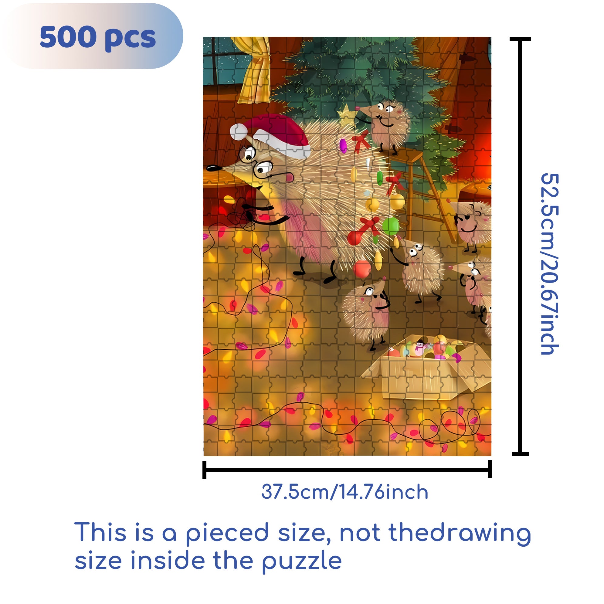 Christmas Lights 500pcs/1000pcs Jigsaw Puzzle, Scratch-Resistant, Interactive Family Game & Brain-Boosting DIY Decor, Perfect for Halloween, Christmas & New Year Gifts, Family Puzzle Game