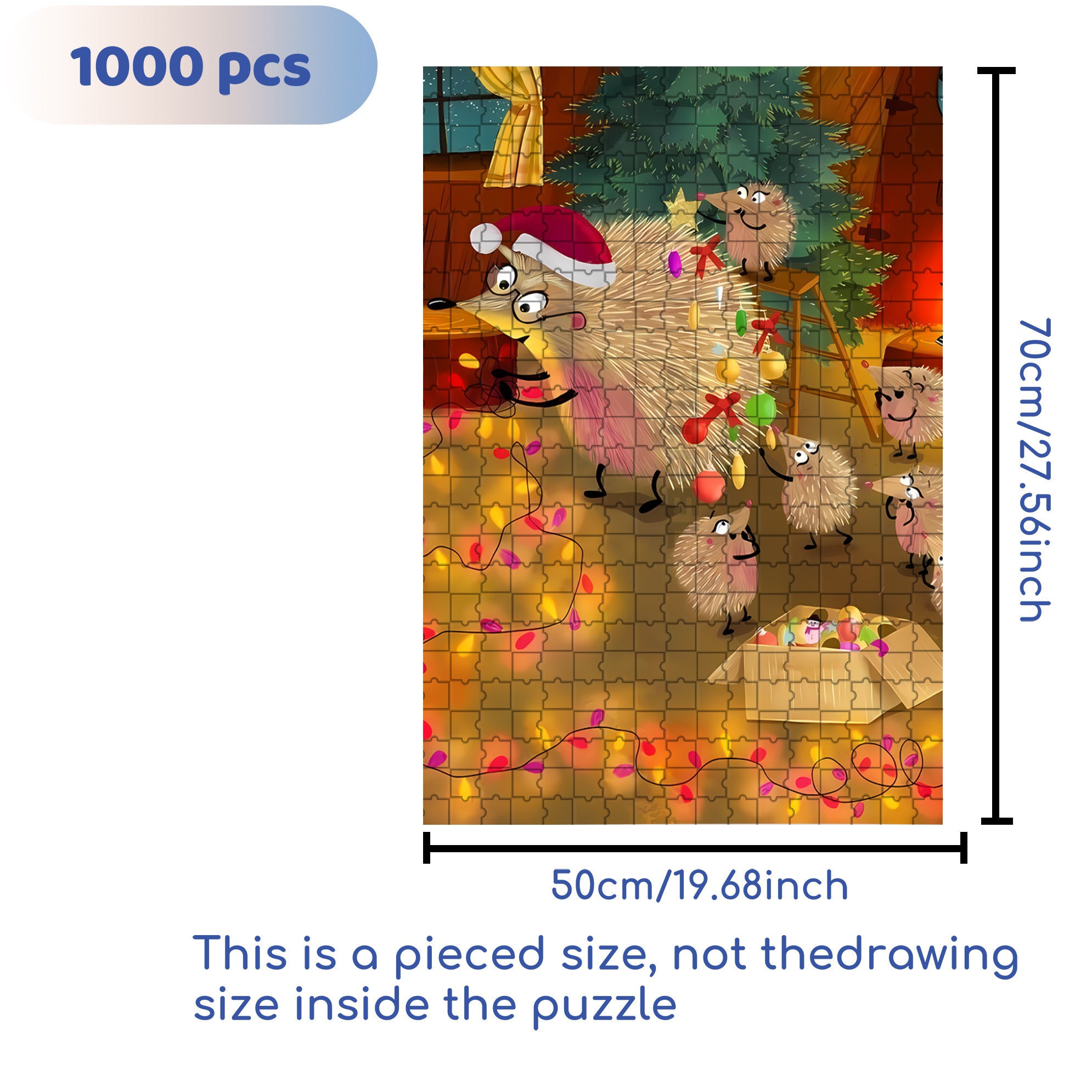 Christmas Lights 500pcs/1000pcs Jigsaw Puzzle, Scratch-Resistant, Interactive Family Game & Brain-Boosting DIY Decor, Perfect for Halloween, Christmas & New Year Gifts, Family Puzzle Game