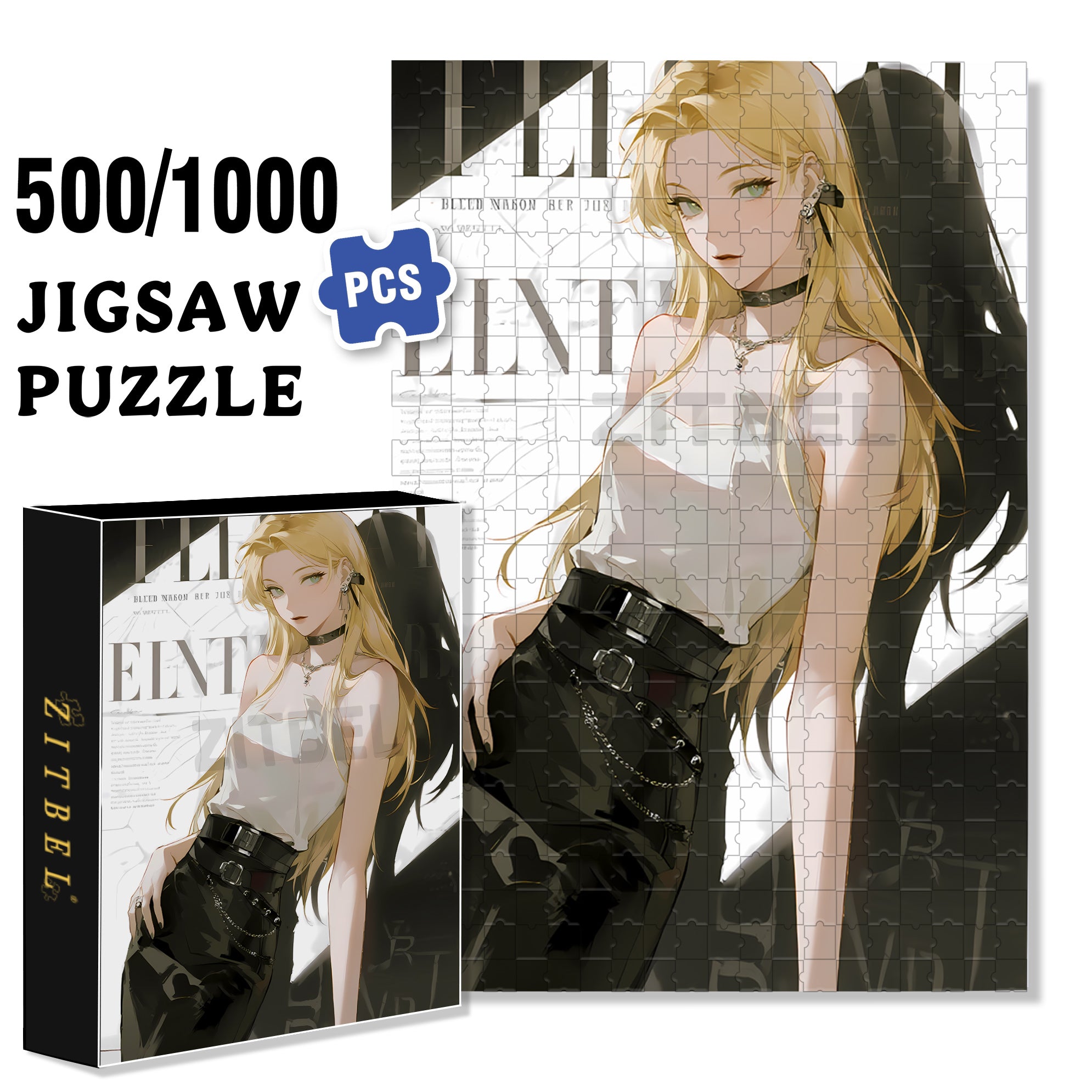 Cover Girl 500pcs/1000pcs Jigsaw Puzzle, Scratch-Resistant, Interactive Family Game & Brain-Boosting DIY Decor, Perfect for Halloween, Christmas & New Year Gifts, Family Puzzle Game