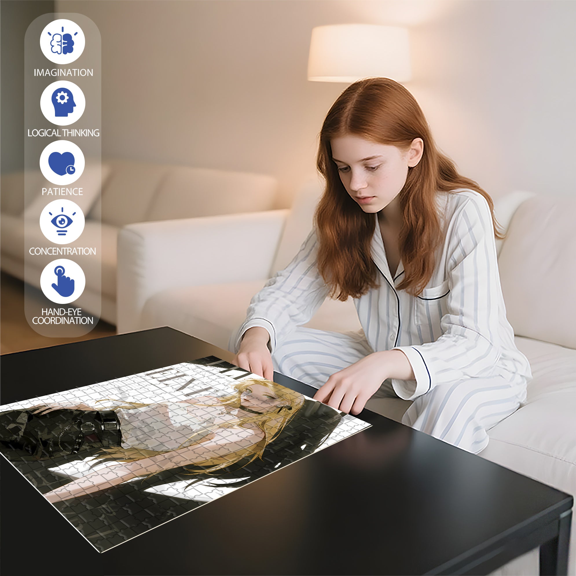 Cover Girl 500pcs/1000pcs Jigsaw Puzzle, Scratch-Resistant, Interactive Family Game & Brain-Boosting DIY Decor, Perfect for Halloween, Christmas & New Year Gifts, Family Puzzle Game