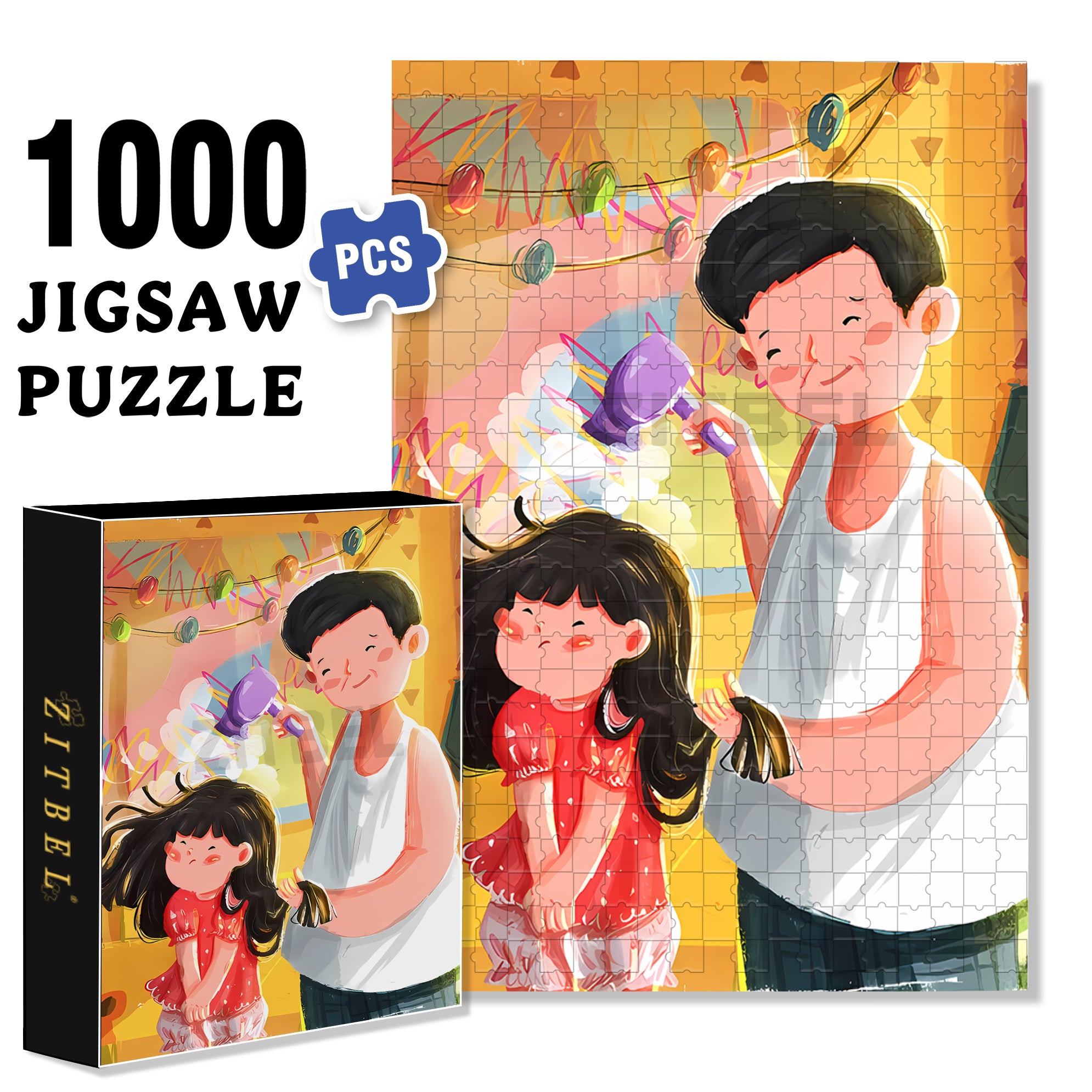 Dad's Tenderness 500pcs/1000pcs Jigsaw Puzzle, Scratch-Resistant, Interactive Family Game & Brain-Boosting DIY Decor, Perfect for Halloween, Christmas & New Year Gifts, Family Puzzle Game