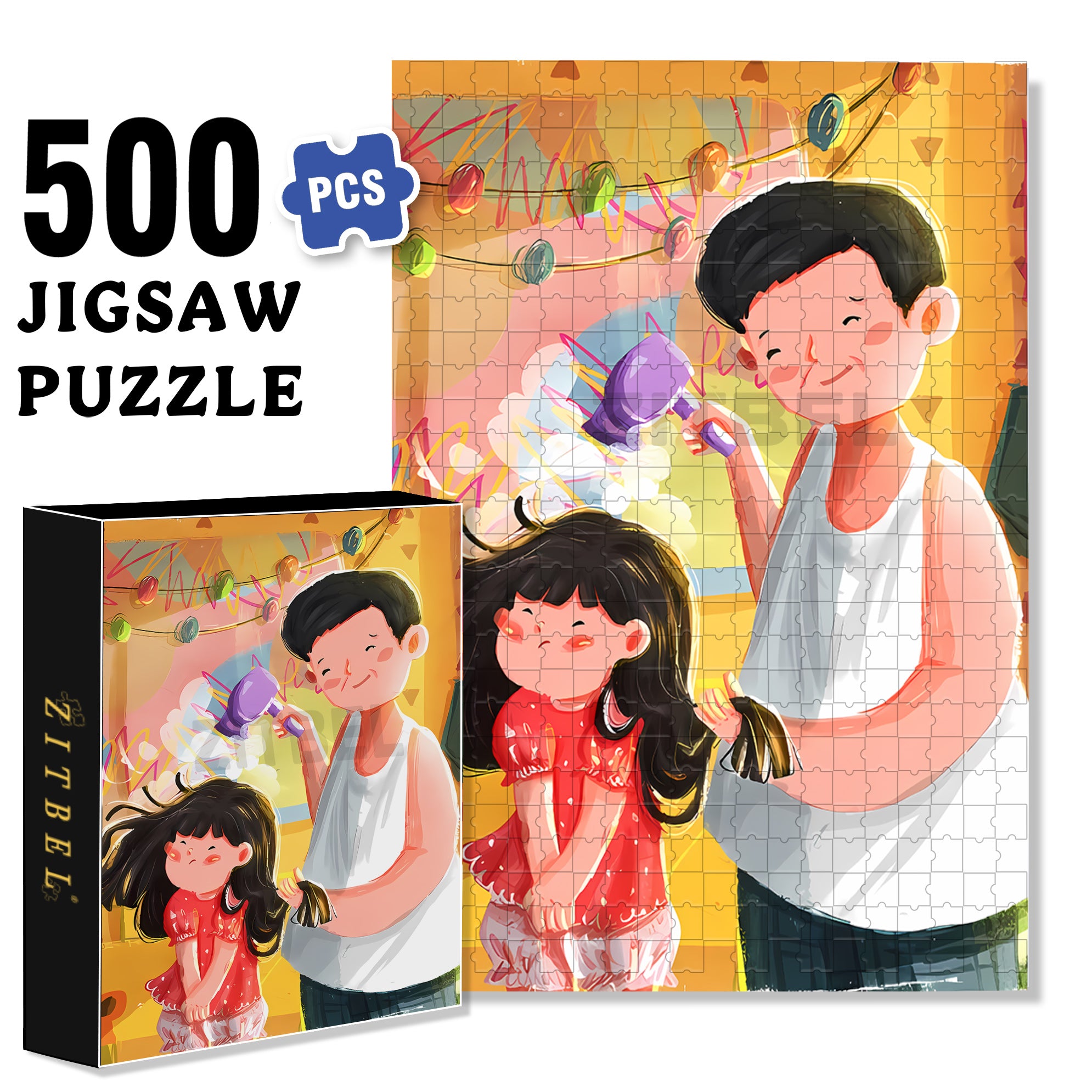 Dad's Tenderness 500pcs/1000pcs Jigsaw Puzzle, Scratch-Resistant, Interactive Family Game & Brain-Boosting DIY Decor, Perfect for Halloween, Christmas & New Year Gifts, Family Puzzle Game