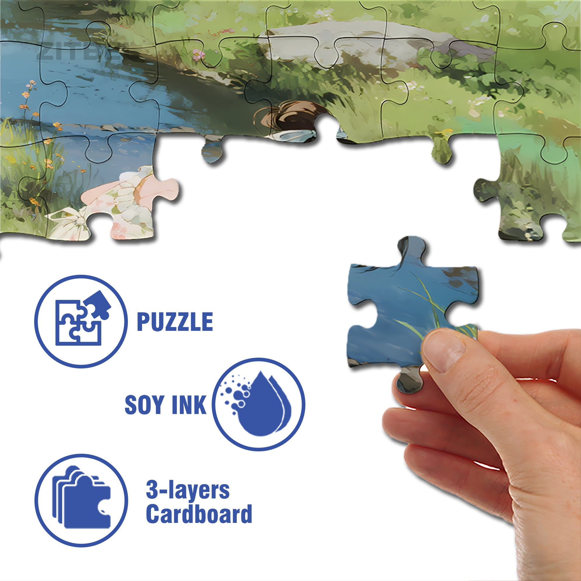 Falling Flowers And Flowing Water 500pcs/1000pcs Jigsaw Puzzle, Scratch-Resistant, Interactive Family Game & Brain-Boosting DIY Decor, Perfect for Halloween, Christmas & New Year Gifts, Family Puzzle Game