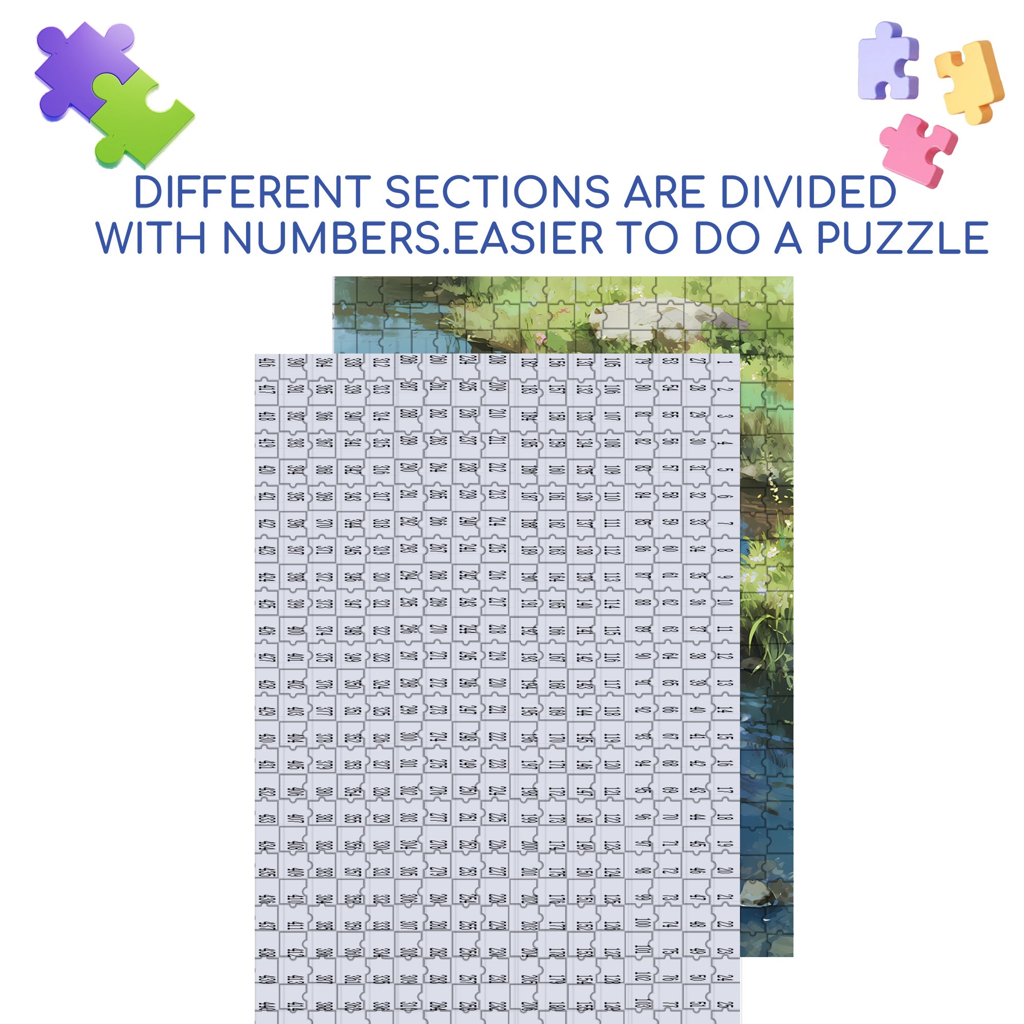 Falling Flowers And Flowing Water 500pcs/1000pcs Jigsaw Puzzle, Scratch-Resistant, Interactive Family Game & Brain-Boosting DIY Decor, Perfect for Halloween, Christmas & New Year Gifts, Family Puzzle Game