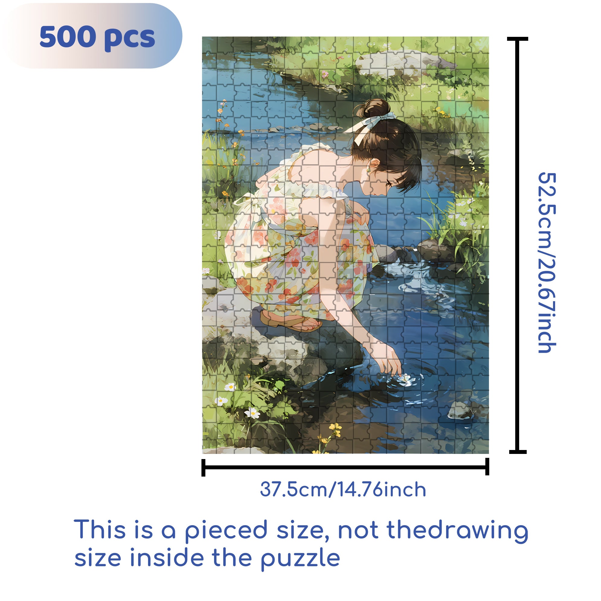 Falling Flowers And Flowing Water 500pcs/1000pcs Jigsaw Puzzle, Scratch-Resistant, Interactive Family Game & Brain-Boosting DIY Decor, Perfect for Halloween, Christmas & New Year Gifts, Family Puzzle Game