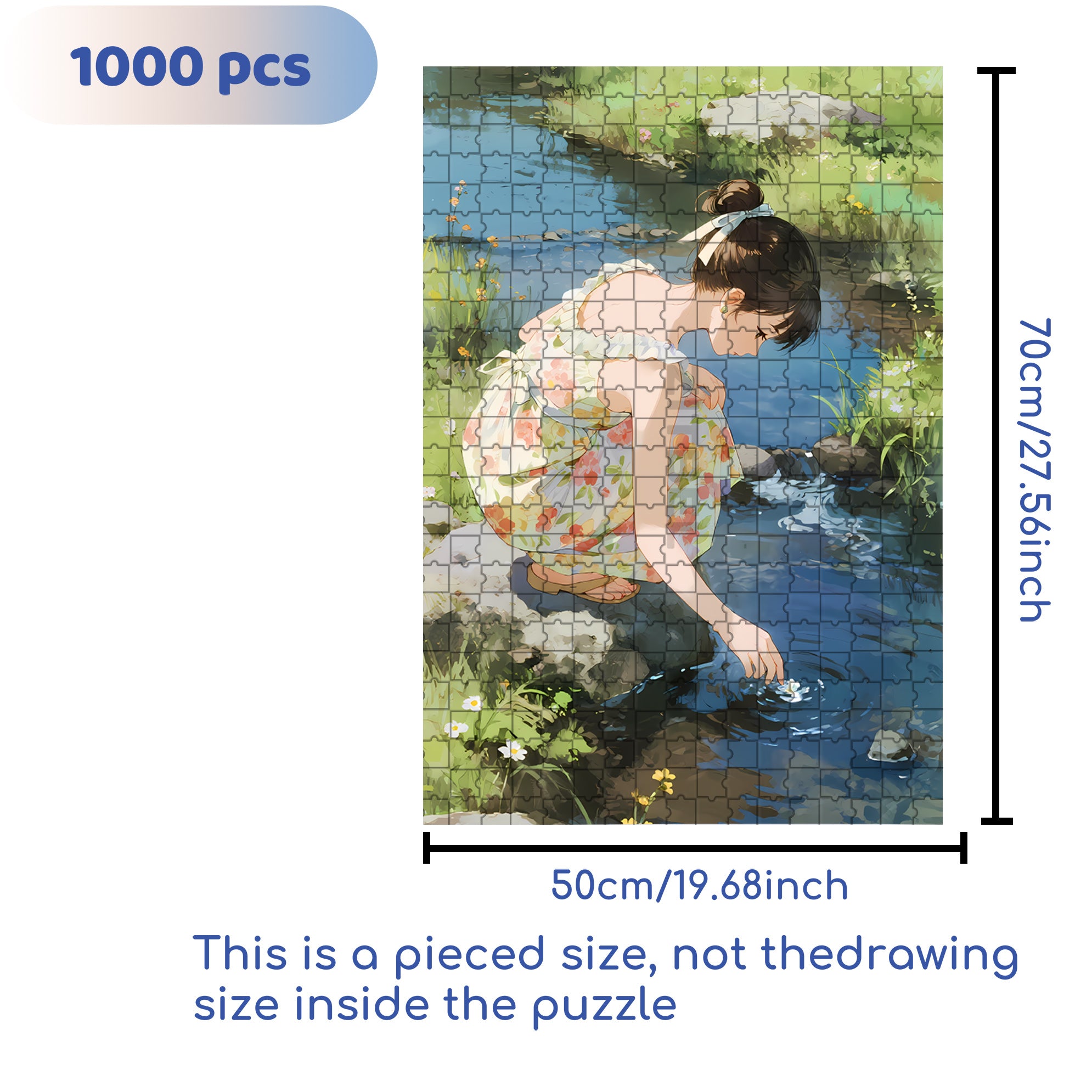 Falling Flowers And Flowing Water 500pcs/1000pcs Jigsaw Puzzle, Scratch-Resistant, Interactive Family Game & Brain-Boosting DIY Decor, Perfect for Halloween, Christmas & New Year Gifts, Family Puzzle Game