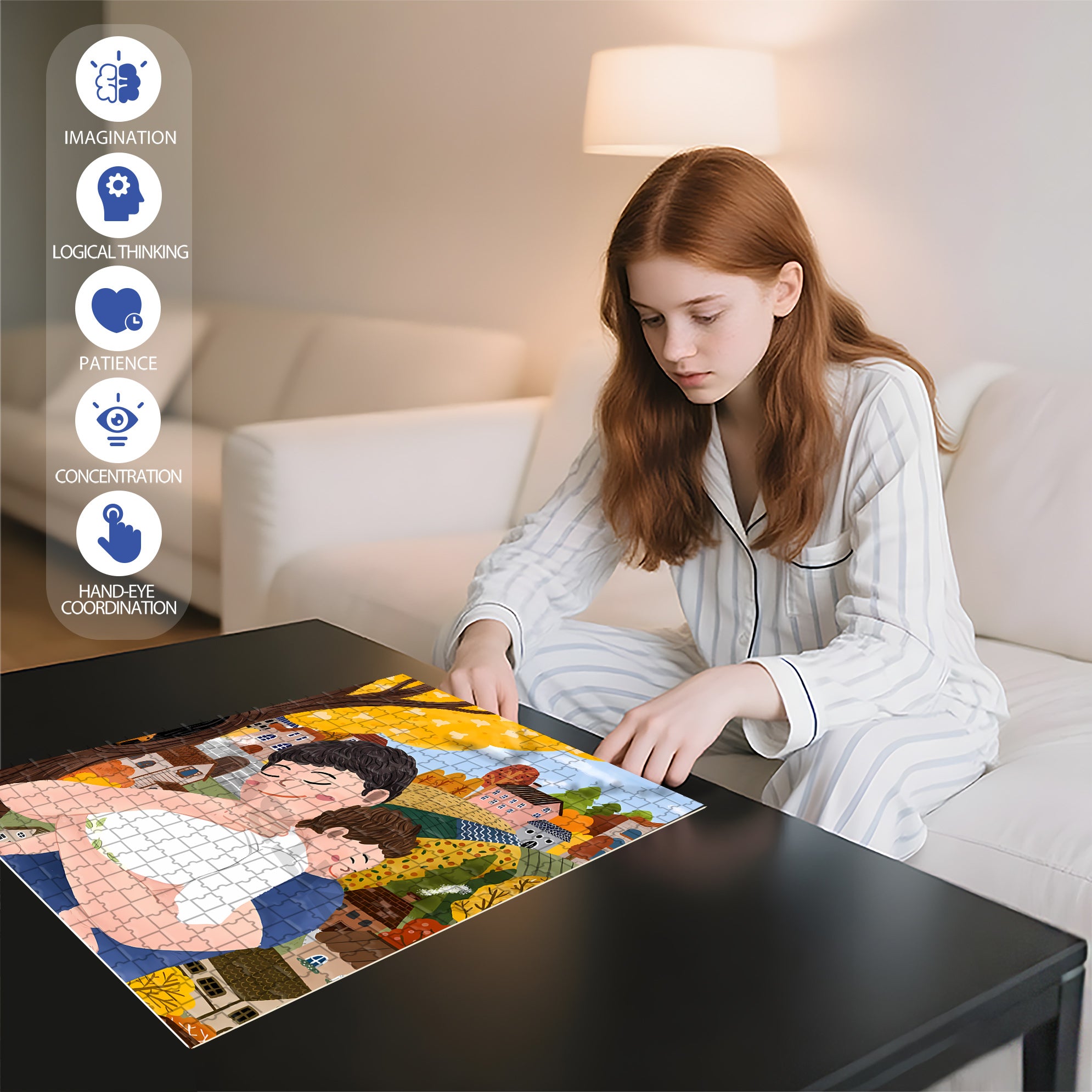 Father And Son 500pcs/1000pcs Jigsaw Puzzle, Scratch-Resistant, Interactive Family Game & Brain-Boosting DIY Decor, Perfect for Halloween, Christmas & New Year Gifts, Family Puzzle Game