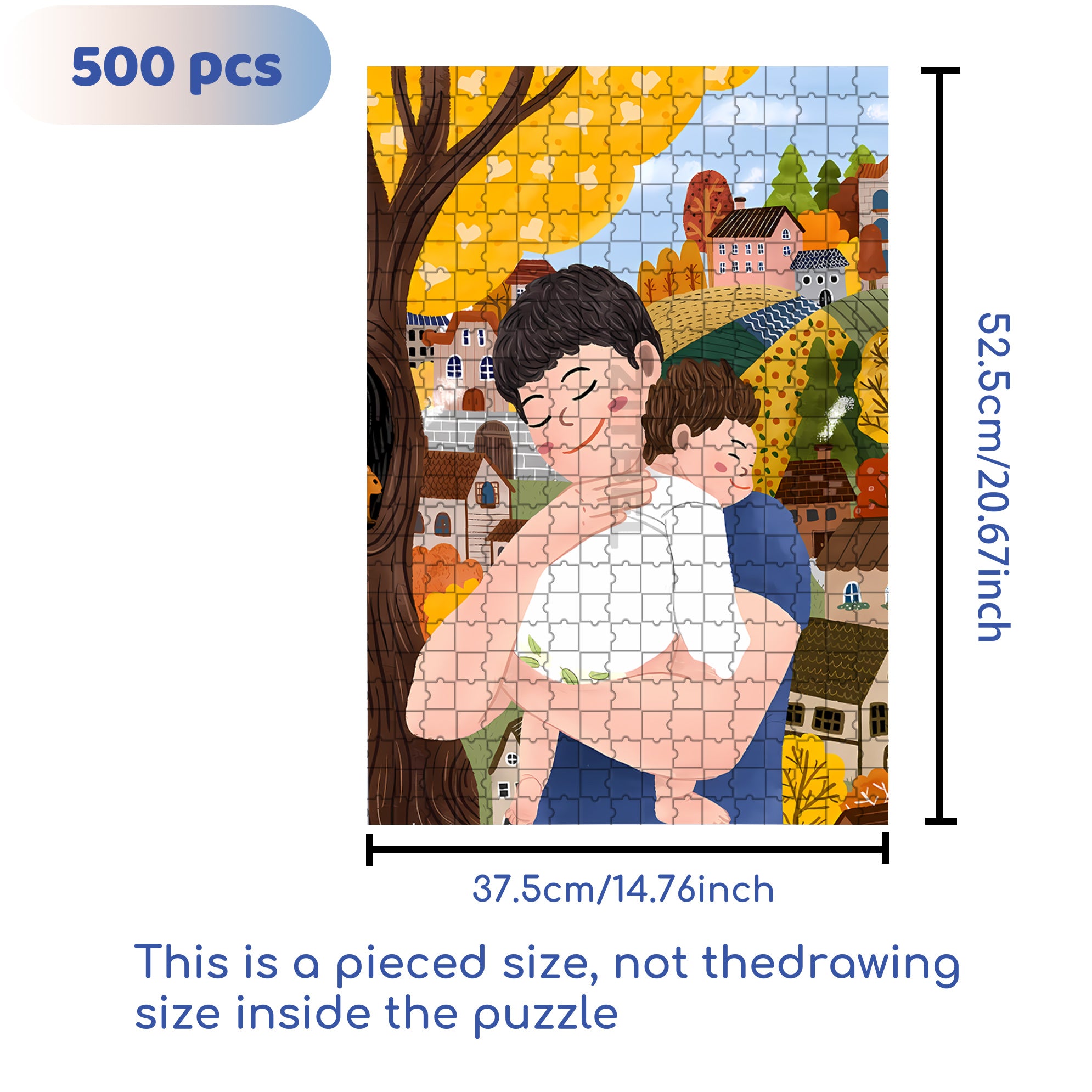 Father And Son 500pcs/1000pcs Jigsaw Puzzle, Scratch-Resistant, Interactive Family Game & Brain-Boosting DIY Decor, Perfect for Halloween, Christmas & New Year Gifts, Family Puzzle Game
