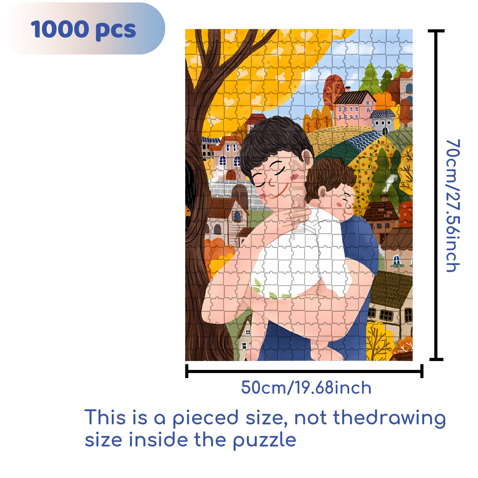 Father And Son 500pcs/1000pcs Jigsaw Puzzle, Scratch-Resistant, Interactive Family Game & Brain-Boosting DIY Decor, Perfect for Halloween, Christmas & New Year Gifts, Family Puzzle Game