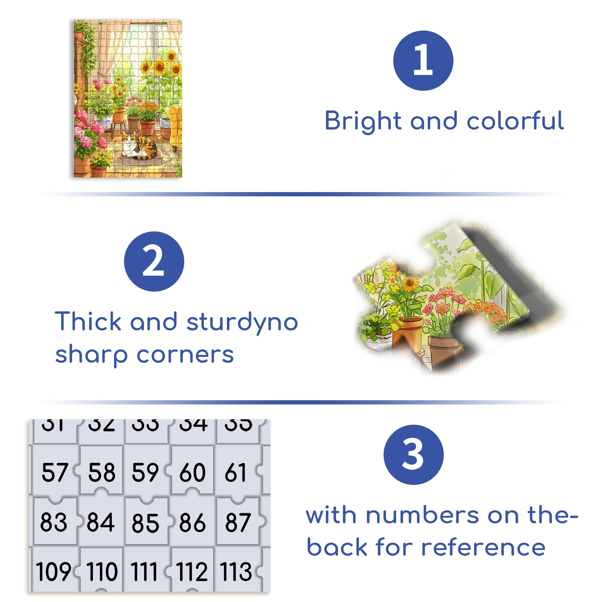 Flowers & Cat 500pcs/1000pcs Jigsaw Puzzle, Scratch-Resistant, Interactive Family Game & Brain-Boosting DIY Decor, Perfect for Halloween, Christmas & New Year Gifts, Family Puzzle Game