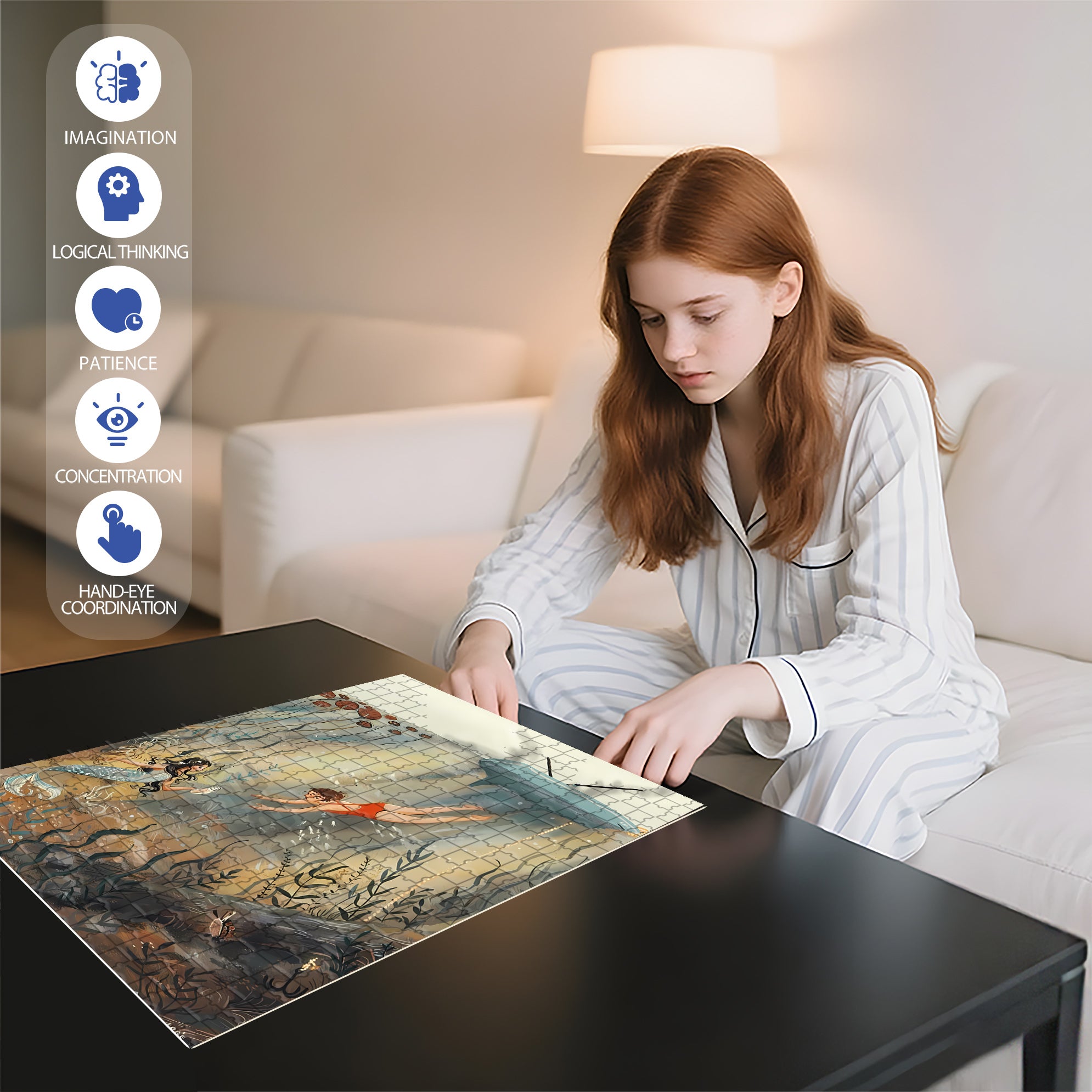 Friends Underwater 500pcs/1000pcs Jigsaw Puzzle, Scratch-Resistant, Interactive Family Game & Brain-Boosting DIY Decor, Perfect for Halloween, Christmas & New Year Gifts, Family Puzzle Game