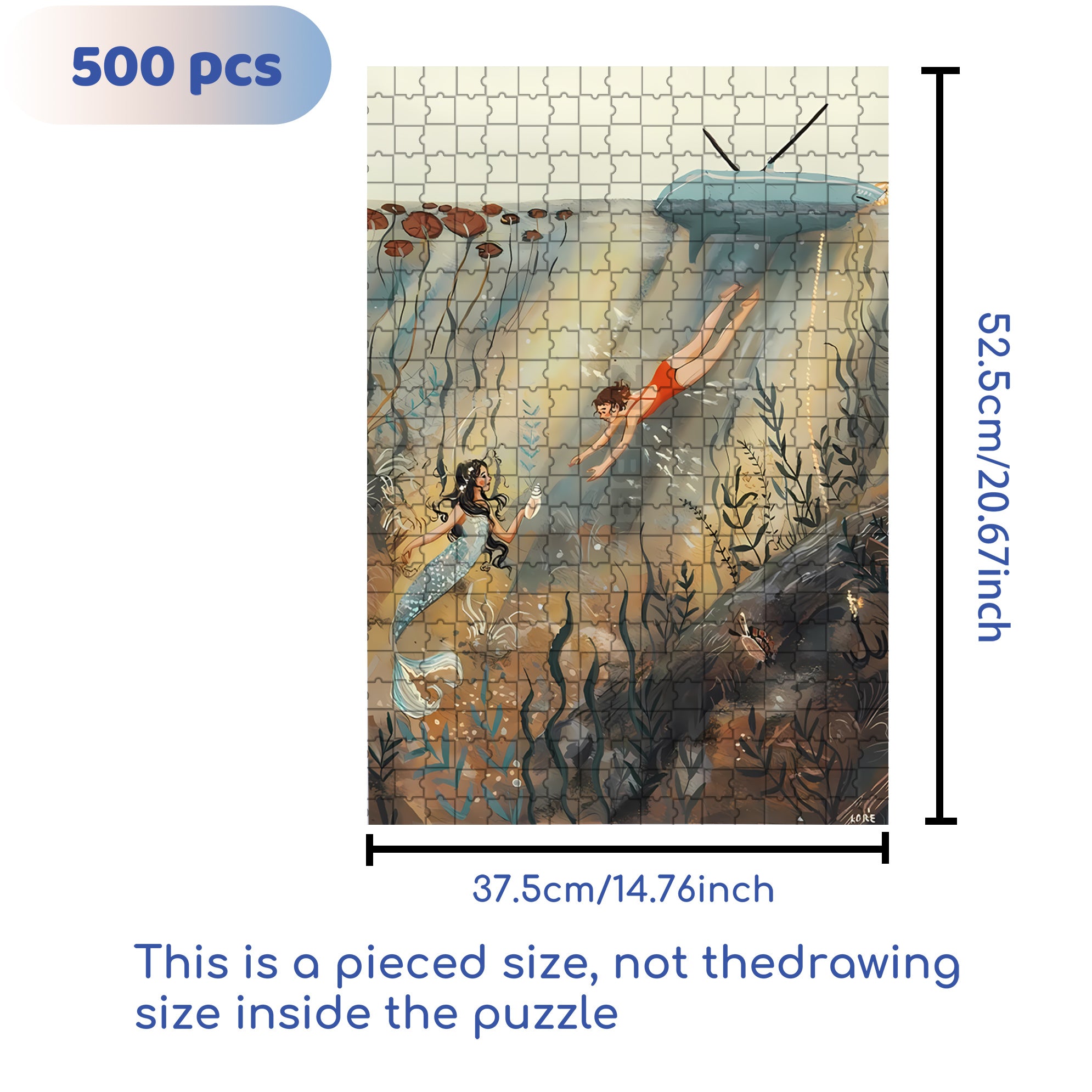 Friends Underwater 500pcs/1000pcs Jigsaw Puzzle, Scratch-Resistant, Interactive Family Game & Brain-Boosting DIY Decor, Perfect for Halloween, Christmas & New Year Gifts, Family Puzzle Game