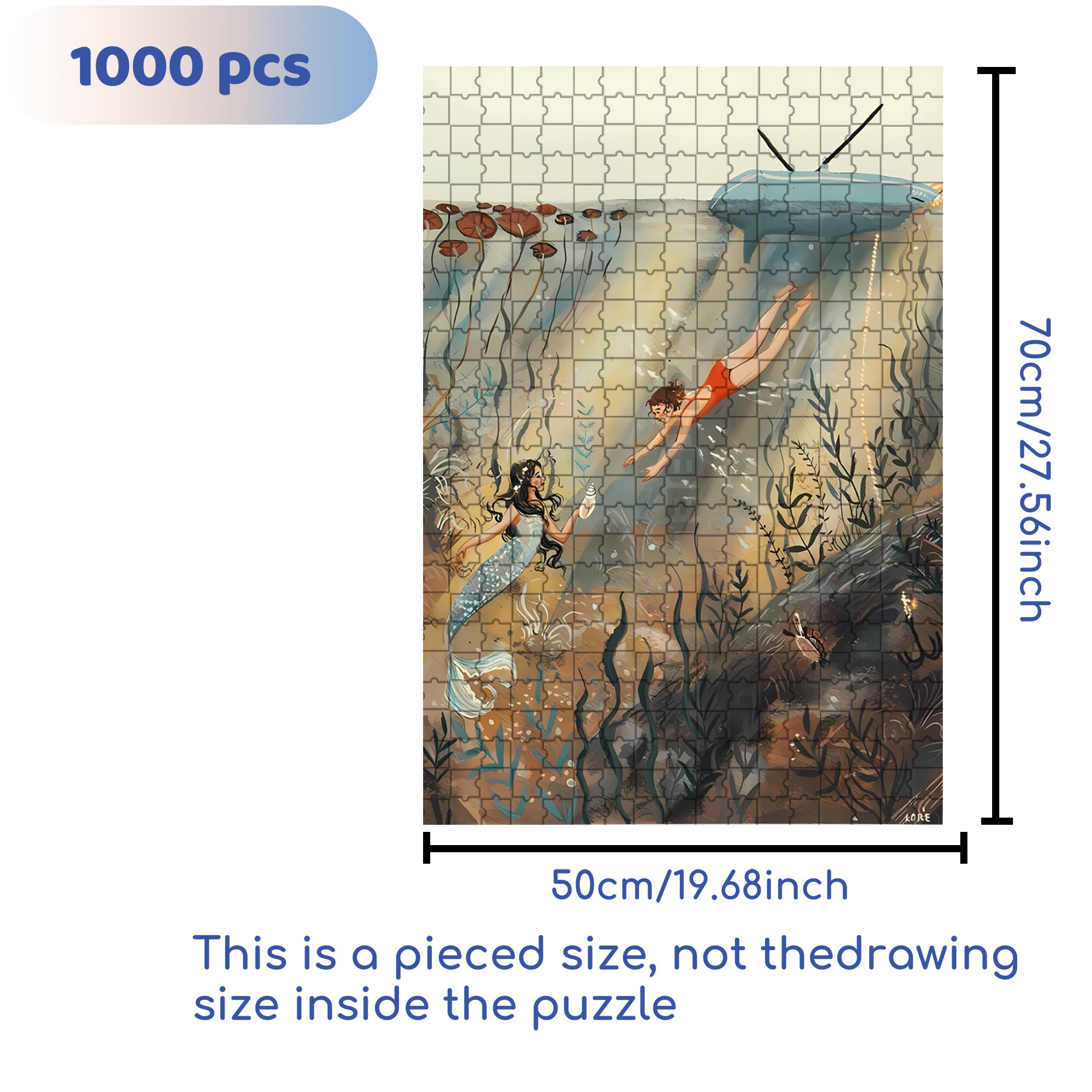 Friends Underwater 500pcs/1000pcs Jigsaw Puzzle, Scratch-Resistant, Interactive Family Game & Brain-Boosting DIY Decor, Perfect for Halloween, Christmas & New Year Gifts, Family Puzzle Game
