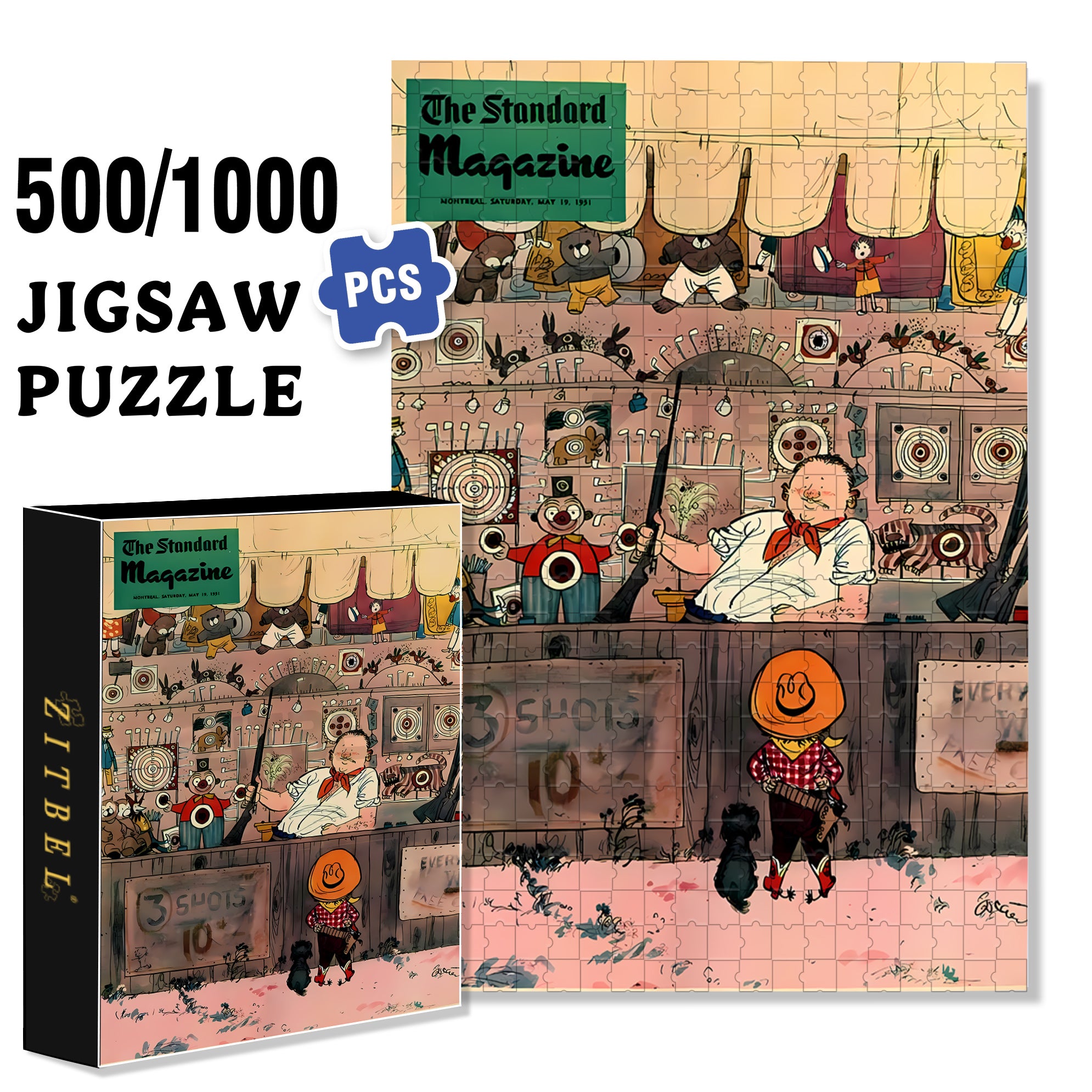 Game Booths 500pcs/1000pcs Jigsaw Puzzle, Scratch-Resistant, Interactive Family Game & Brain-Boosting DIY Decor, Perfect for Halloween, Christmas & New Year Gifts, Family Puzzle Game