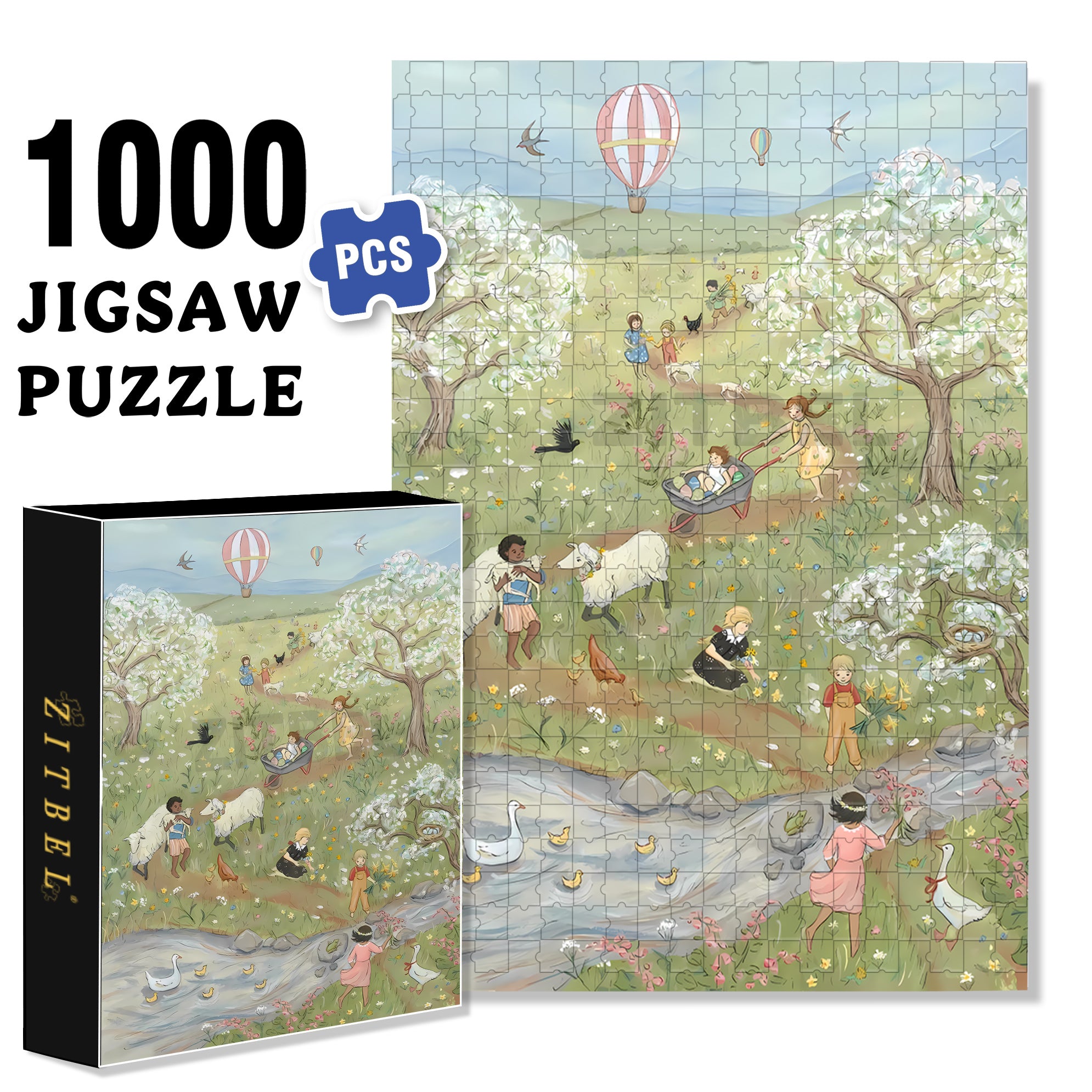 Happy Childhood 500pcs/1000pcs Jigsaw Puzzle, Scratch-Resistant, Interactive Family Game & Brain-Boosting DIY Decor, Perfect for Halloween, Christmas & New Year Gifts, Family Puzzle Game