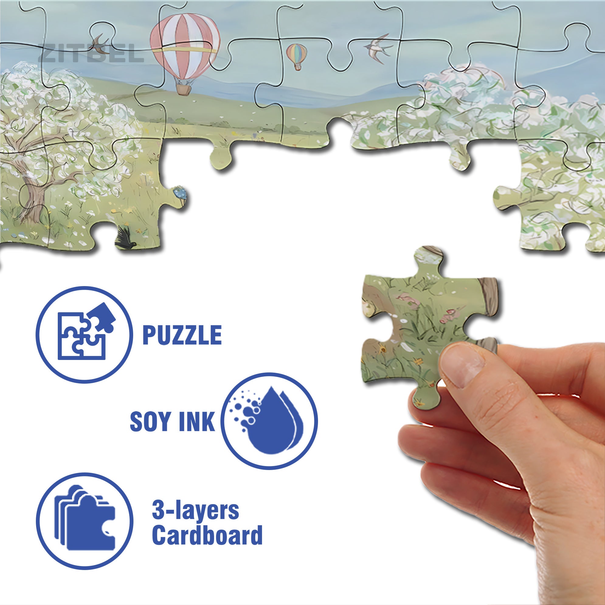 Happy Childhood 500pcs/1000pcs Jigsaw Puzzle, Scratch-Resistant, Interactive Family Game & Brain-Boosting DIY Decor, Perfect for Halloween, Christmas & New Year Gifts, Family Puzzle Game