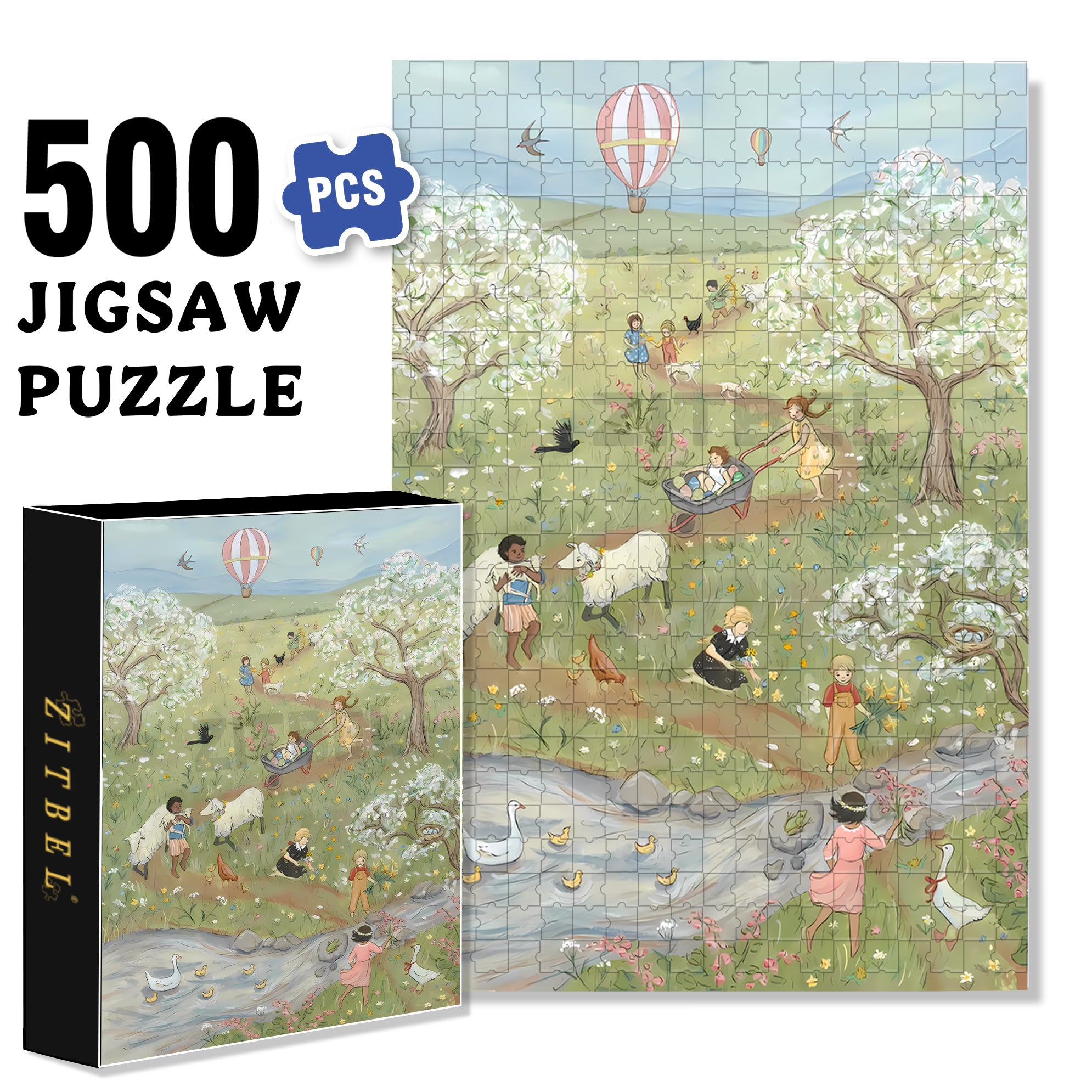Happy Childhood 500pcs/1000pcs Jigsaw Puzzle, Scratch-Resistant, Interactive Family Game & Brain-Boosting DIY Decor, Perfect for Halloween, Christmas & New Year Gifts, Family Puzzle Game