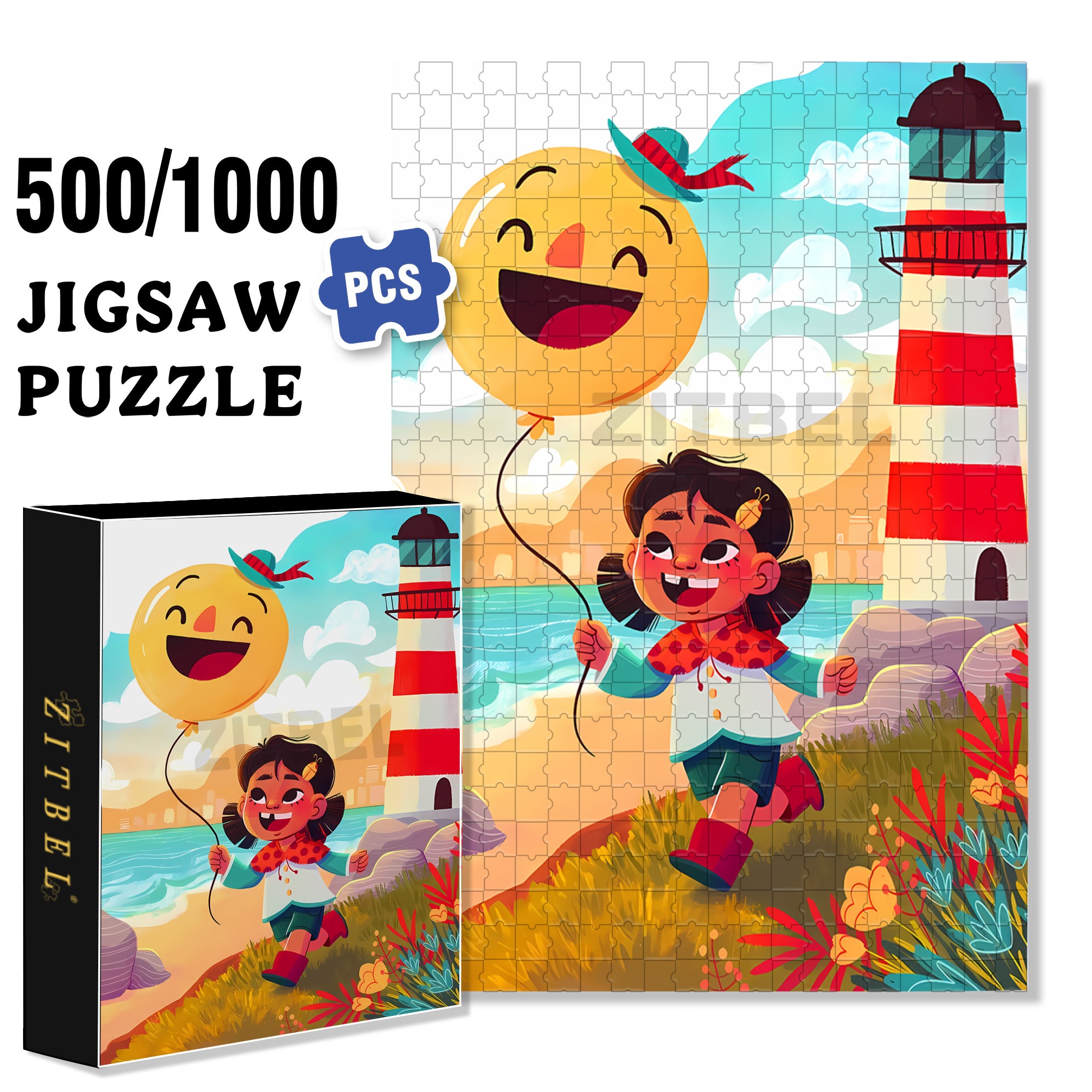 Happy Day 500pcs/1000pcs Jigsaw Puzzle, Scratch-Resistant, Interactive Family Game & Brain-Boosting DIY Decor, Perfect for Halloween, Christmas & New Year Gifts, Family Puzzle Game