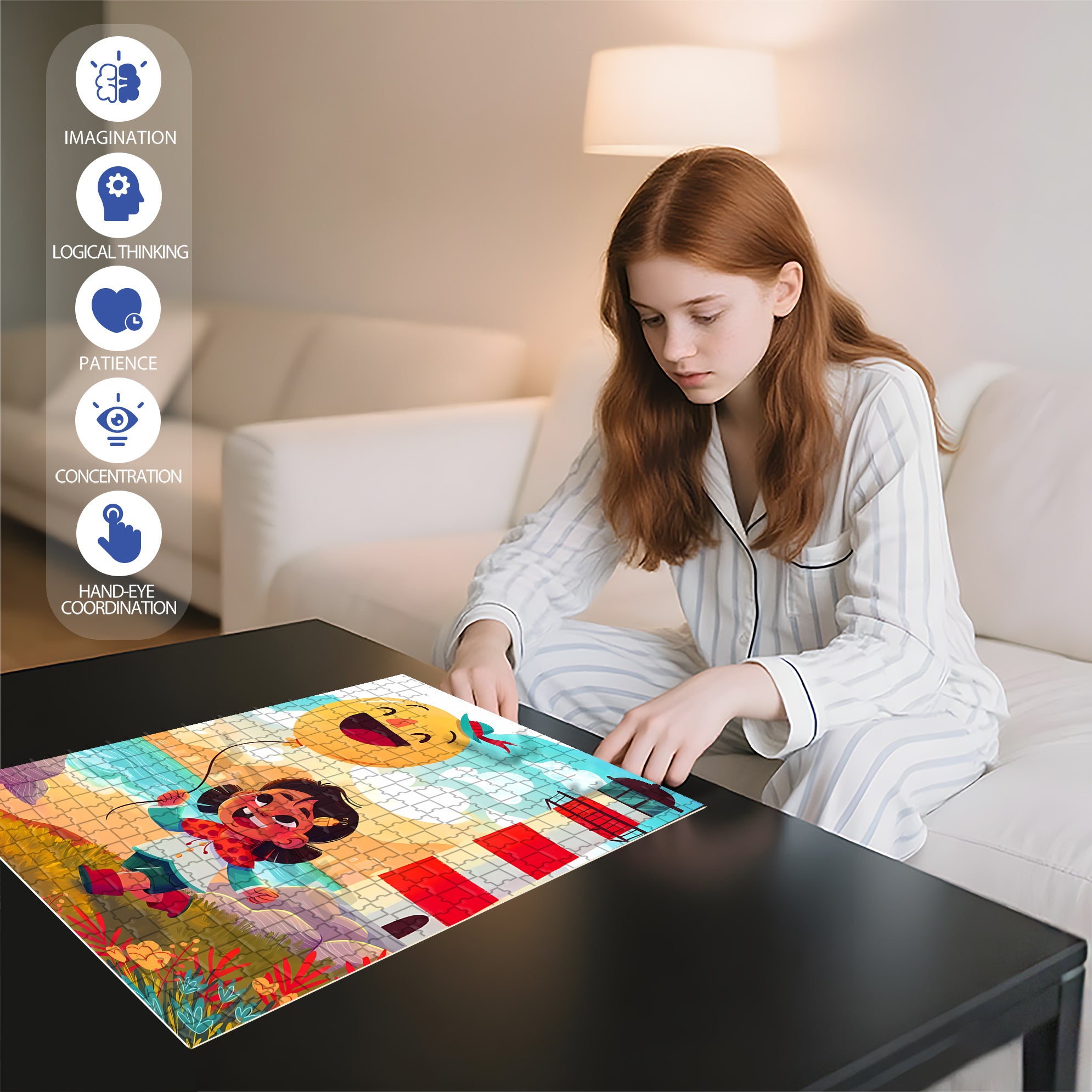 Happy Day 500pcs/1000pcs Jigsaw Puzzle, Scratch-Resistant, Interactive Family Game & Brain-Boosting DIY Decor, Perfect for Halloween, Christmas & New Year Gifts, Family Puzzle Game