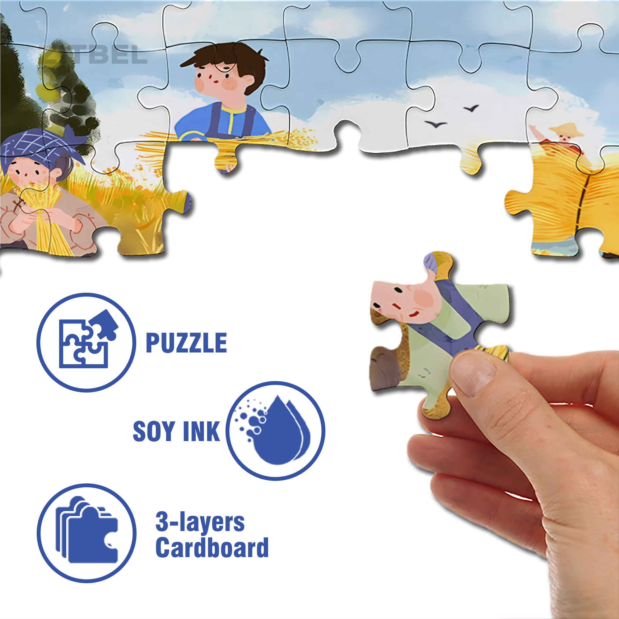 Harvesting Wheat 500pcs/1000pcs Jigsaw Puzzle, Scratch-Resistant, Interactive Family Game & Brain-Boosting DIY Decor, Perfect for Halloween, Christmas & New Year Gifts, Family Puzzle Game