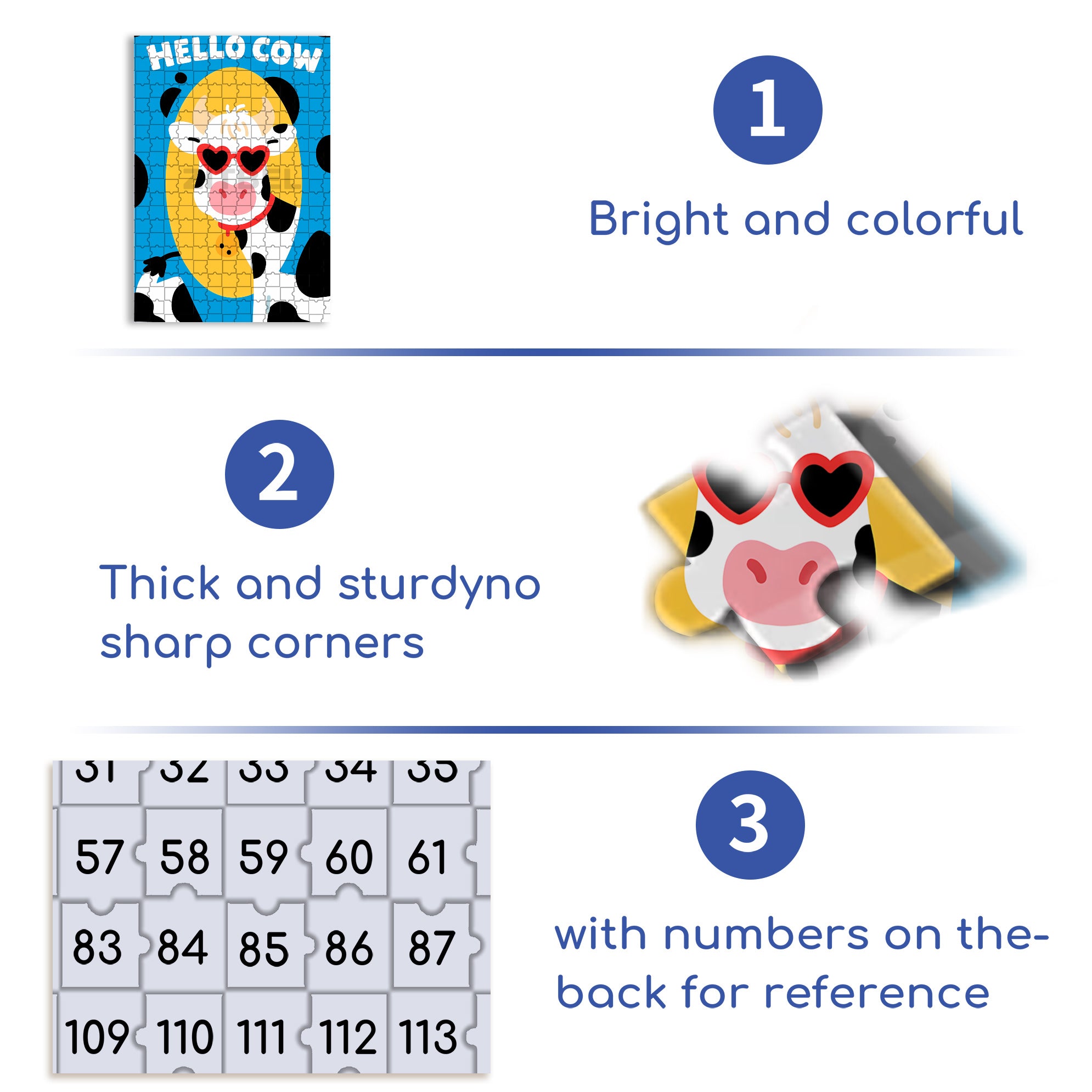 Hello Cow 500pcs/1000pcs Jigsaw Puzzle, Scratch-Resistant, Interactive Family Game & Brain-Boosting DIY Decor, Perfect for Halloween, Christmas & New Year Gifts, Family Puzzle Game