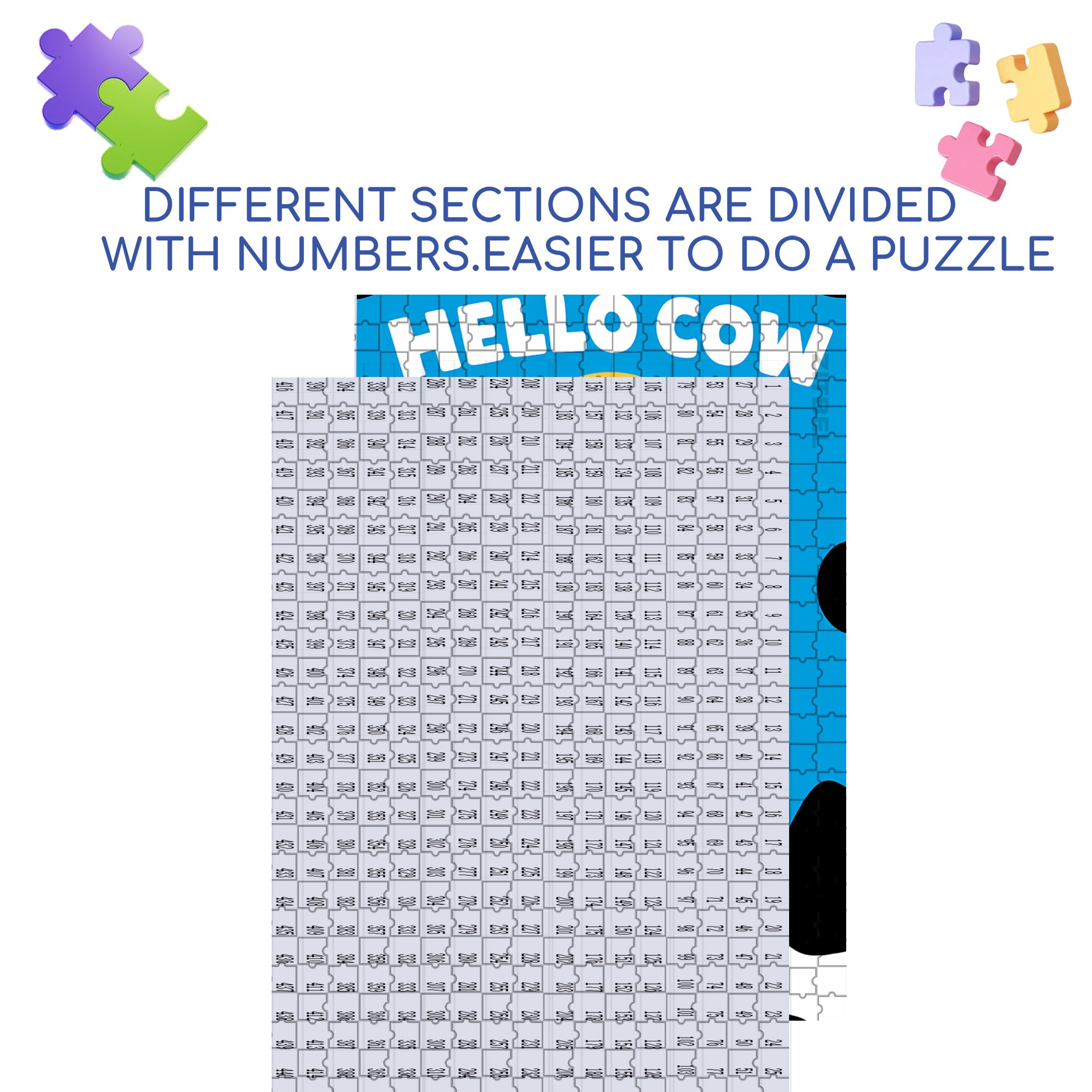 Hello Cow 500pcs/1000pcs Jigsaw Puzzle, Scratch-Resistant, Interactive Family Game & Brain-Boosting DIY Decor, Perfect for Halloween, Christmas & New Year Gifts, Family Puzzle Game