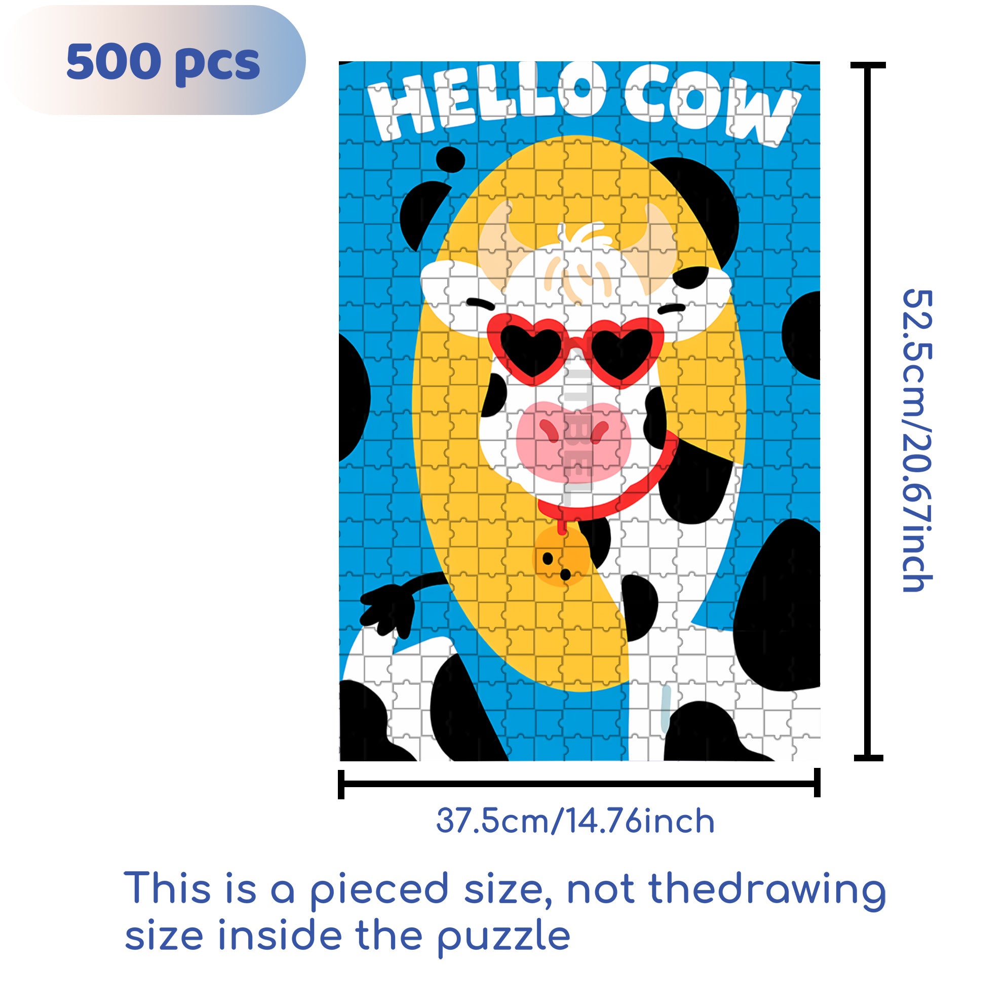 Hello Cow 500pcs/1000pcs Jigsaw Puzzle, Scratch-Resistant, Interactive Family Game & Brain-Boosting DIY Decor, Perfect for Halloween, Christmas & New Year Gifts, Family Puzzle Game