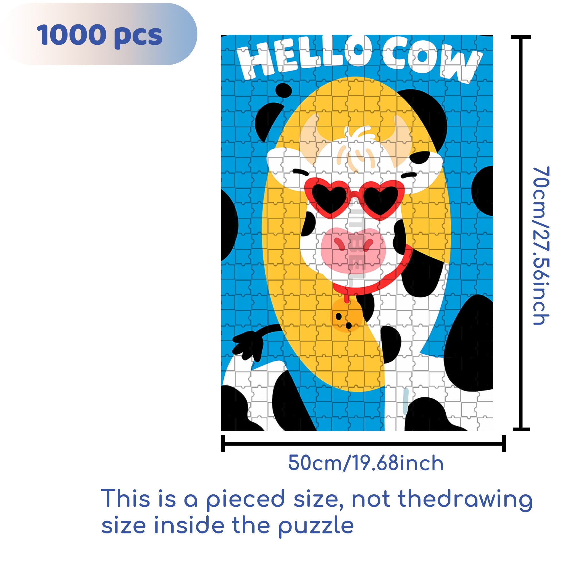 Hello Cow 500pcs/1000pcs Jigsaw Puzzle, Scratch-Resistant, Interactive Family Game & Brain-Boosting DIY Decor, Perfect for Halloween, Christmas & New Year Gifts, Family Puzzle Game