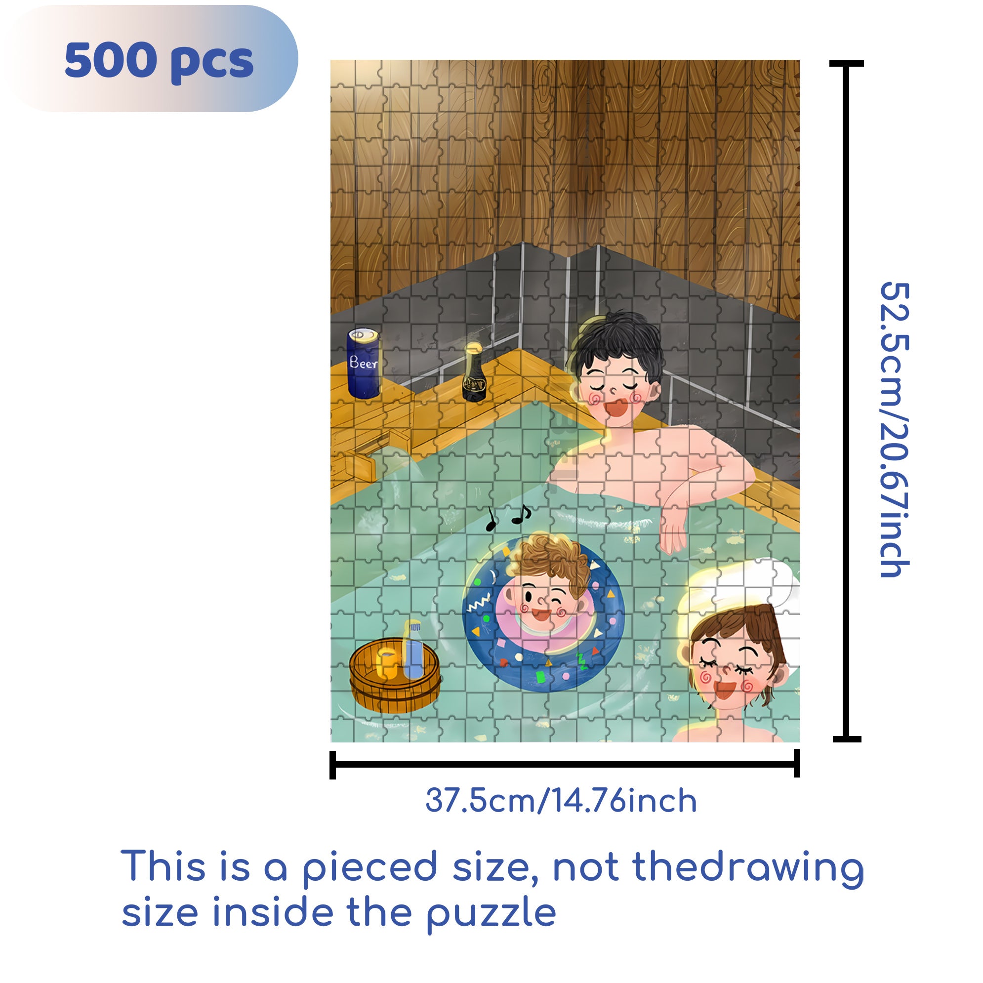 Hot Spring Hotel 500pcs/1000pcs Jigsaw Puzzle, Scratch-Resistant, Interactive Family Game & Brain-Boosting DIY Decor, Perfect for Halloween, Christmas & New Year Gifts, Family Puzzle Game