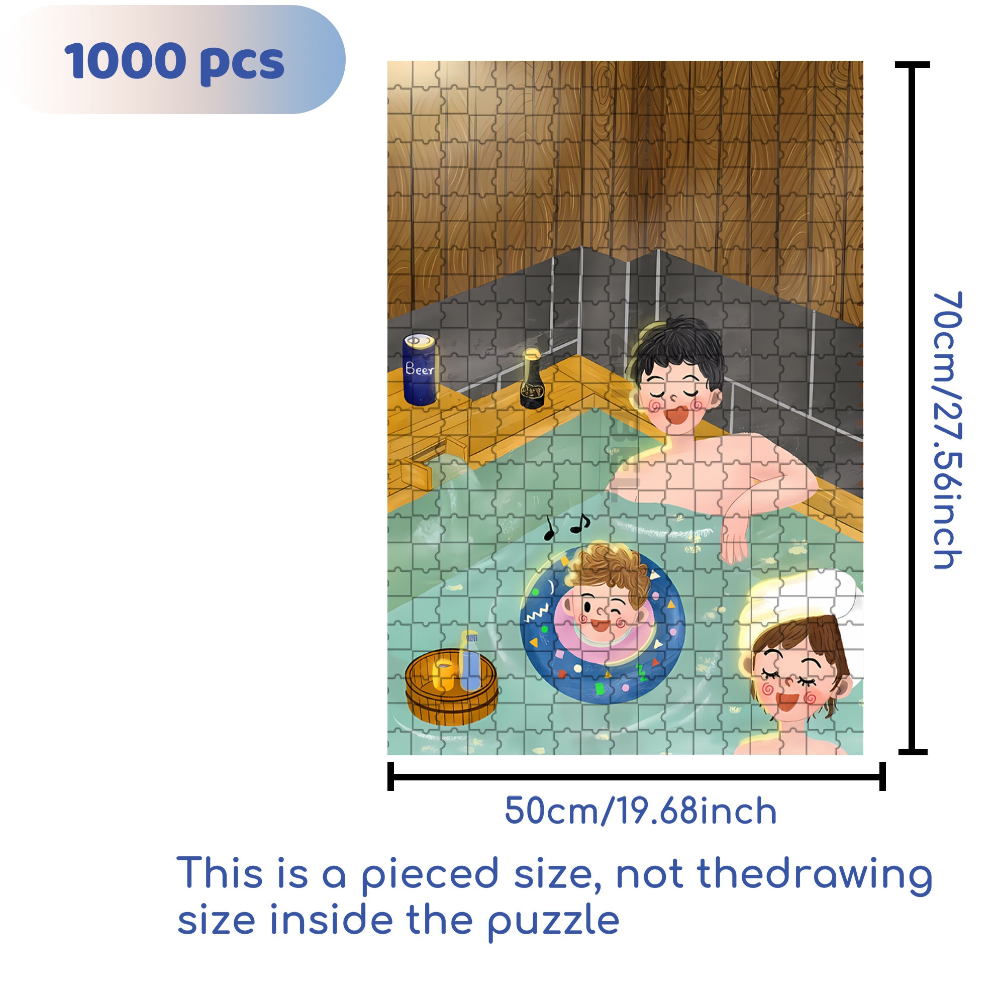 Hot Spring Hotel 500pcs/1000pcs Jigsaw Puzzle, Scratch-Resistant, Interactive Family Game & Brain-Boosting DIY Decor, Perfect for Halloween, Christmas & New Year Gifts, Family Puzzle Game