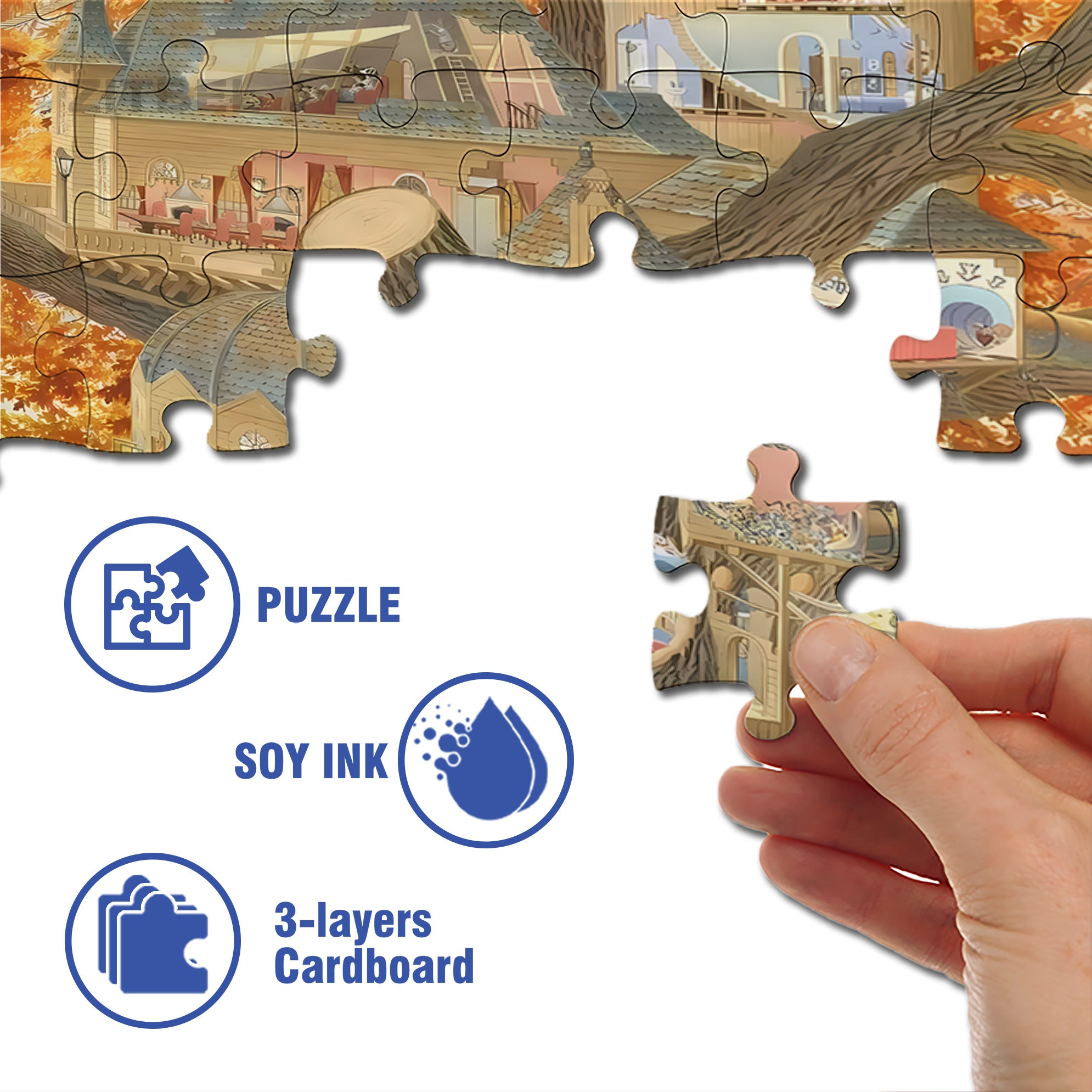 Ideal Home 500pcs/1000pcs Jigsaw Puzzle, Scratch-Resistant, Interactive Family Game & Brain-Boosting DIY Decor, Perfect for Halloween, Christmas & New Year Gifts, Family Puzzle Game
