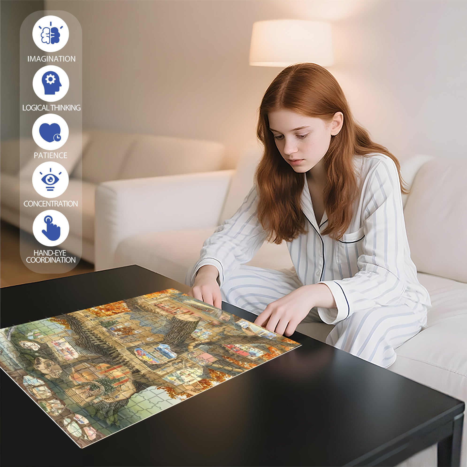Ideal Home 500pcs/1000pcs Jigsaw Puzzle, Scratch-Resistant, Interactive Family Game & Brain-Boosting DIY Decor, Perfect for Halloween, Christmas & New Year Gifts, Family Puzzle Game