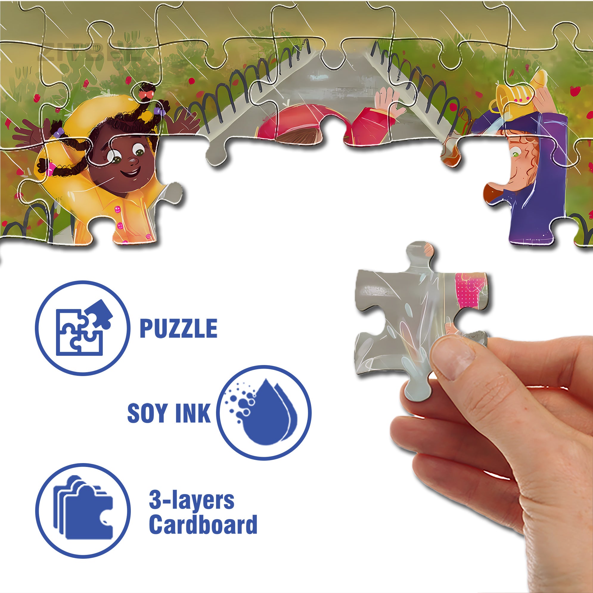 Jump Into A Puddle 500pcs/1000pcs Jigsaw Puzzle, Scratch-Resistant, Interactive Family Game & Brain-Boosting DIY Decor, Perfect for Halloween, Christmas & New Year Gifts, Family Puzzle Game
