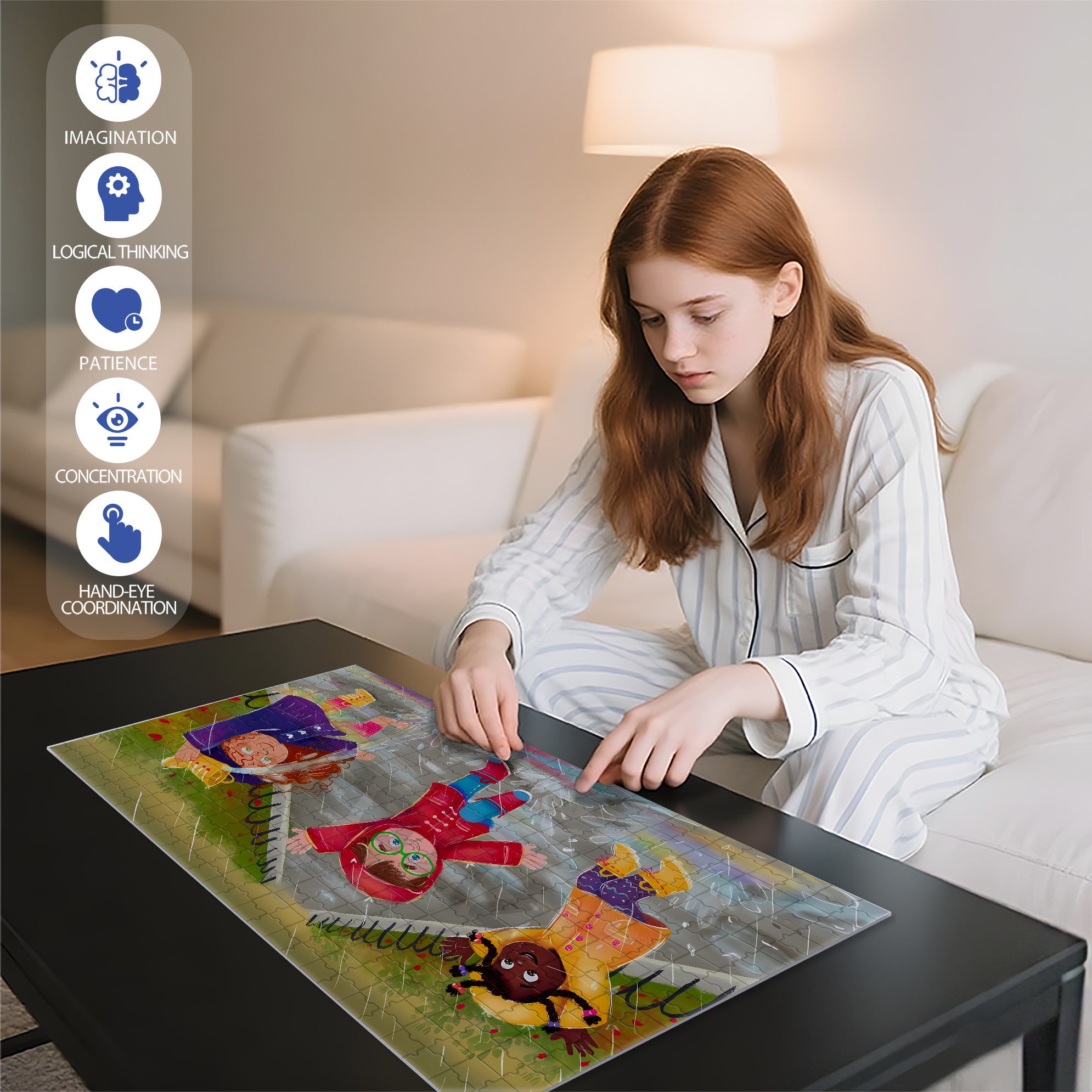 Jump Into A Puddle 500pcs/1000pcs Jigsaw Puzzle, Scratch-Resistant, Interactive Family Game & Brain-Boosting DIY Decor, Perfect for Halloween, Christmas & New Year Gifts, Family Puzzle Game