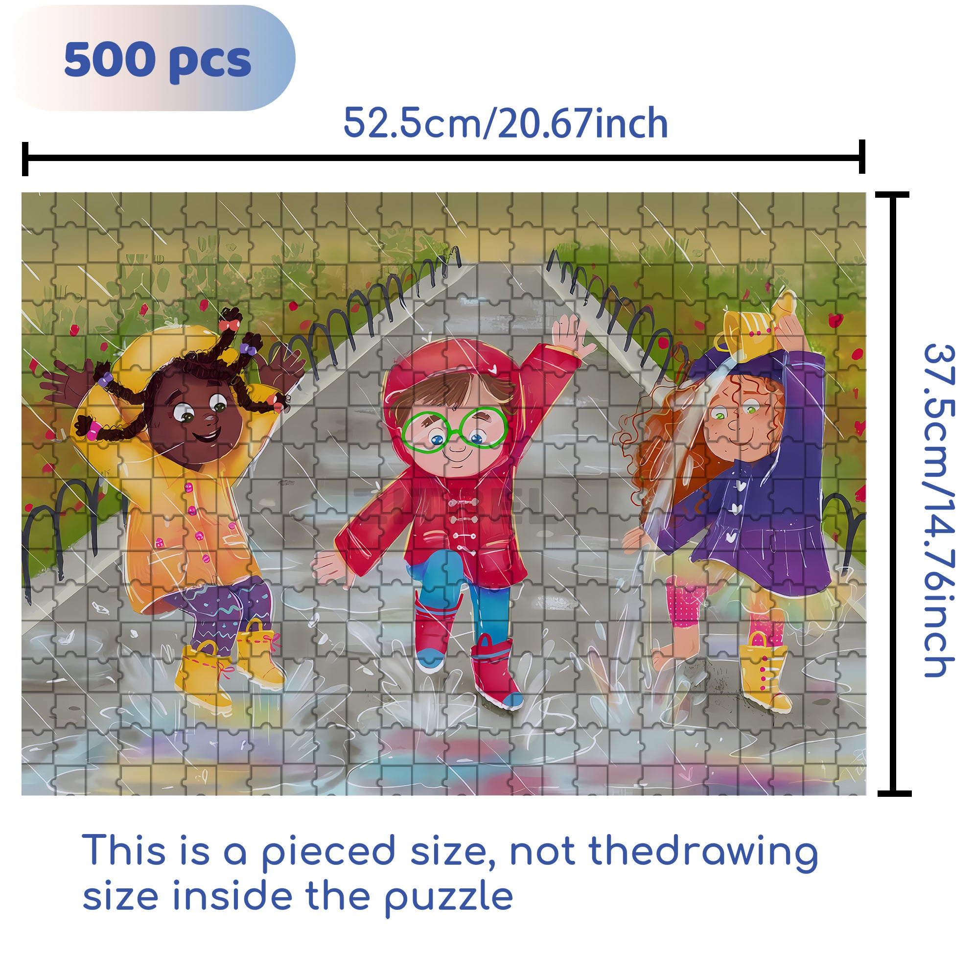 Jump Into A Puddle 500pcs/1000pcs Jigsaw Puzzle, Scratch-Resistant, Interactive Family Game & Brain-Boosting DIY Decor, Perfect for Halloween, Christmas & New Year Gifts, Family Puzzle Game