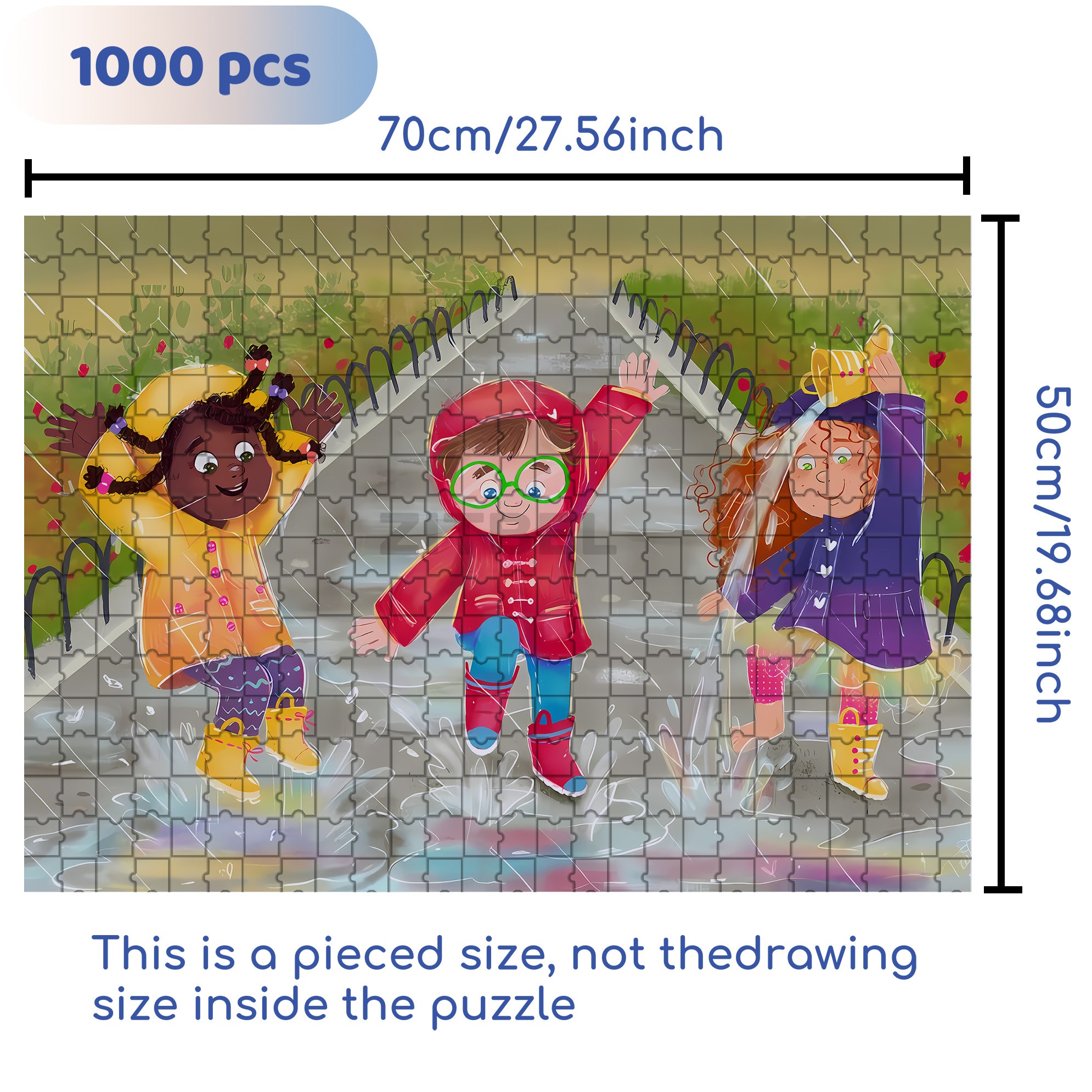 Jump Into A Puddle 500pcs/1000pcs Jigsaw Puzzle, Scratch-Resistant, Interactive Family Game & Brain-Boosting DIY Decor, Perfect for Halloween, Christmas & New Year Gifts, Family Puzzle Game