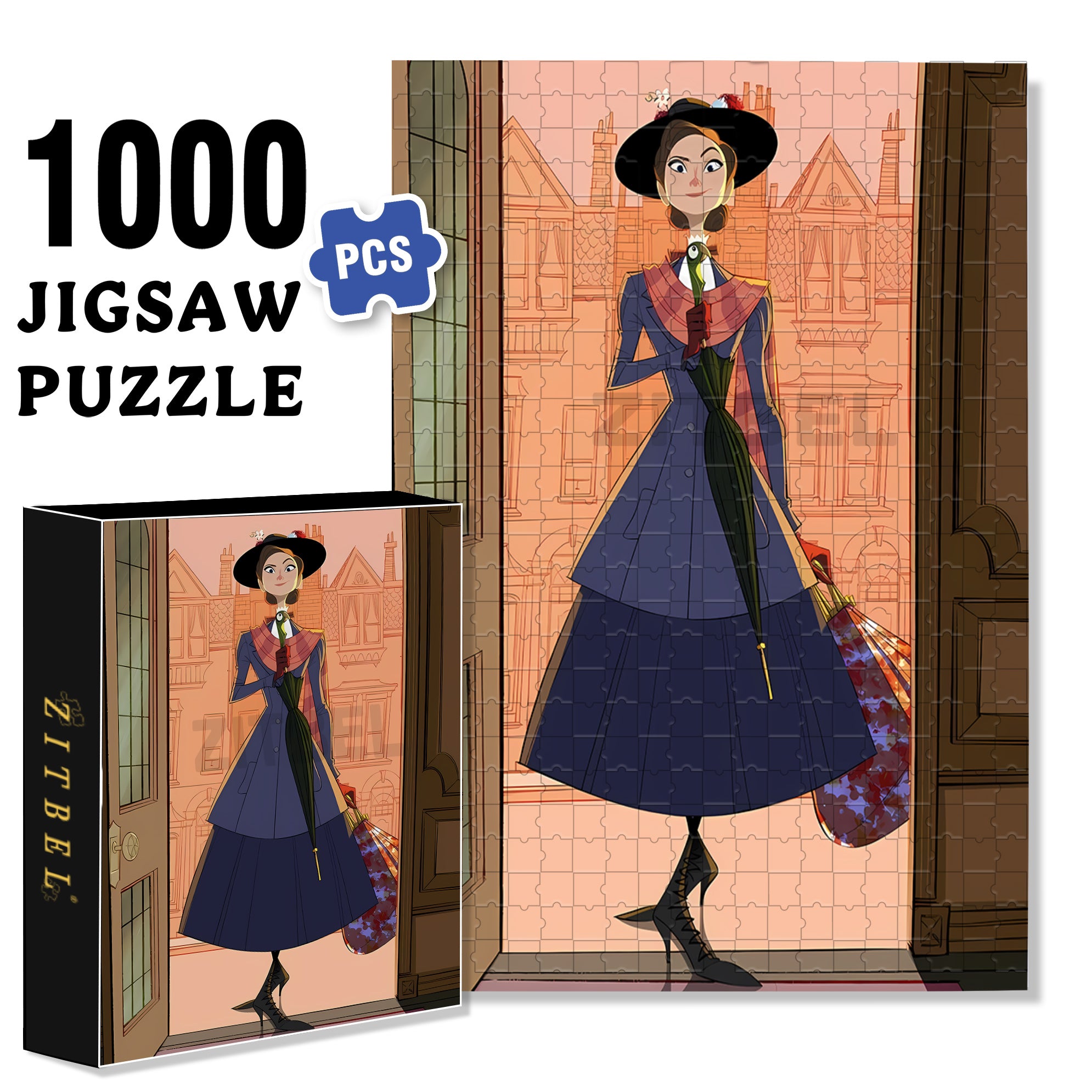 Lady Mary 500pcs/1000pcs Jigsaw Puzzle, Scratch-Resistant, Interactive Family Game & Brain-Boosting DIY Decor, Perfect for Halloween, Christmas & New Year Gifts, Family Puzzle Game