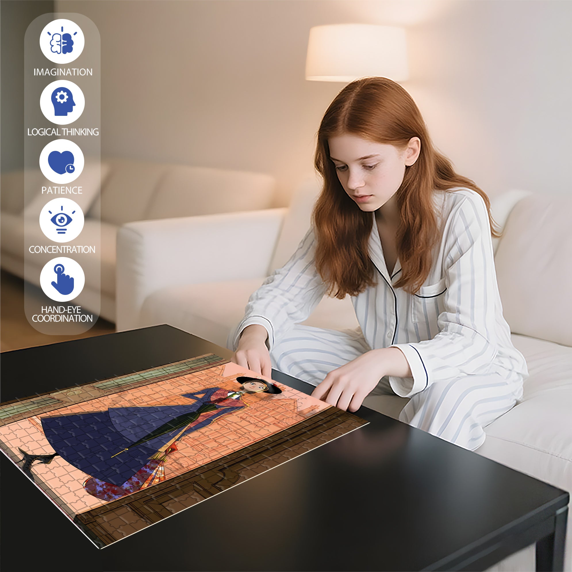 Lady Mary 500pcs/1000pcs Jigsaw Puzzle, Scratch-Resistant, Interactive Family Game & Brain-Boosting DIY Decor, Perfect for Halloween, Christmas & New Year Gifts, Family Puzzle Game