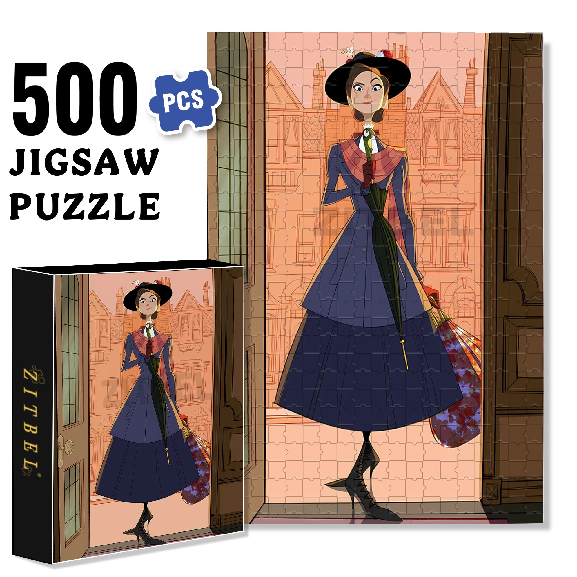 Lady Mary 500pcs/1000pcs Jigsaw Puzzle, Scratch-Resistant, Interactive Family Game & Brain-Boosting DIY Decor, Perfect for Halloween, Christmas & New Year Gifts, Family Puzzle Game