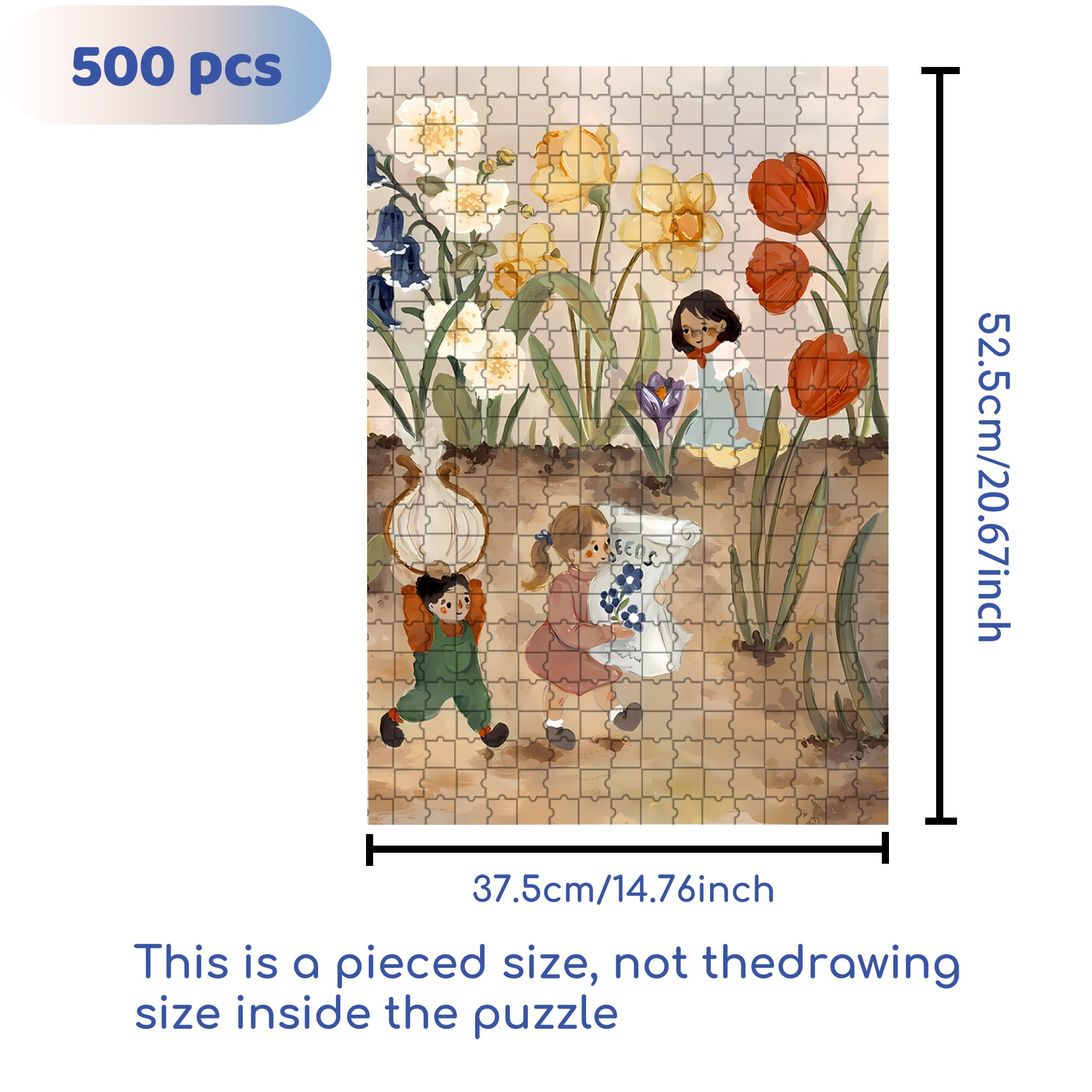 Little Gardeners 500pcs/1000pcs Jigsaw Puzzle, Scratch-Resistant, Interactive Family Game & Brain-Boosting DIY Decor, Perfect for Halloween, Christmas & New Year Gifts, Family Puzzle Game