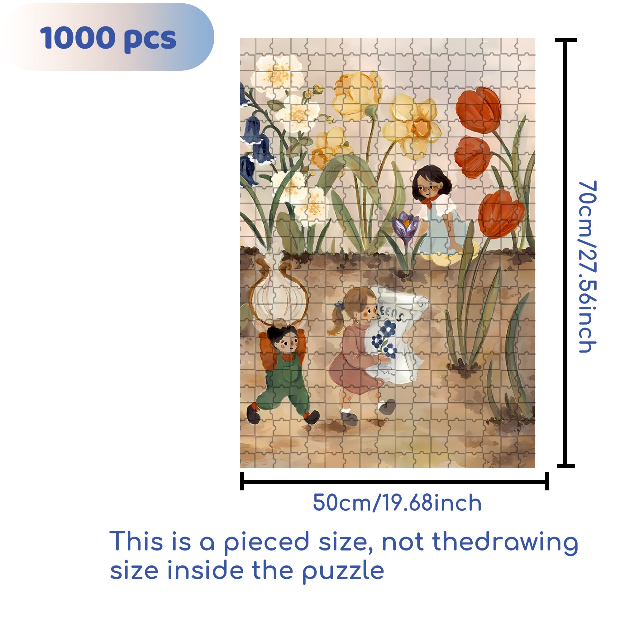Little Gardeners 500pcs/1000pcs Jigsaw Puzzle, Scratch-Resistant, Interactive Family Game & Brain-Boosting DIY Decor, Perfect for Halloween, Christmas & New Year Gifts, Family Puzzle Game