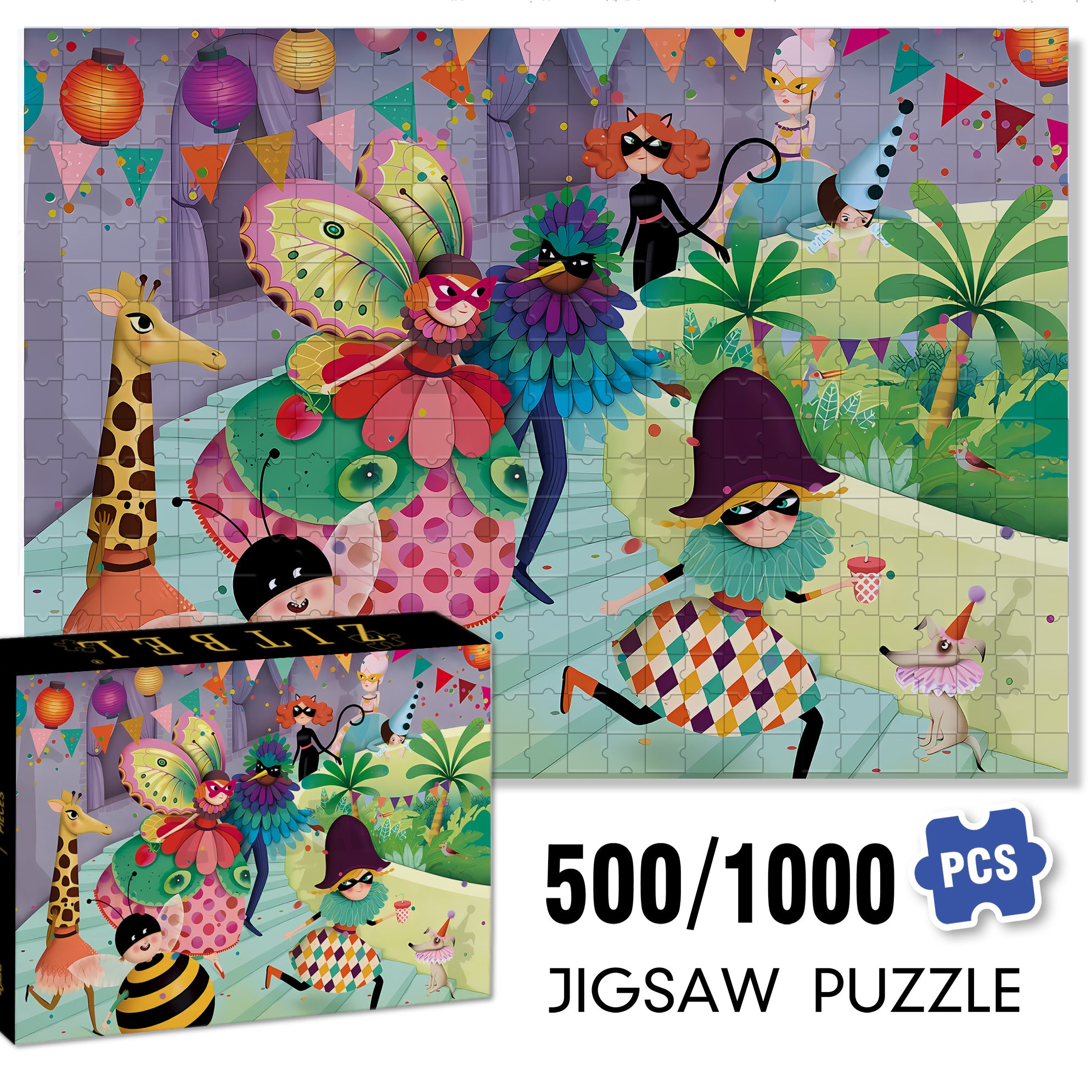 Masquerade 500pcs/1000pcs Jigsaw Puzzle, Scratch-Resistant, Interactive Family Game & Brain-Boosting DIY Decor, Perfect for Halloween, Christmas & New Year Gifts, Family Puzzle Game