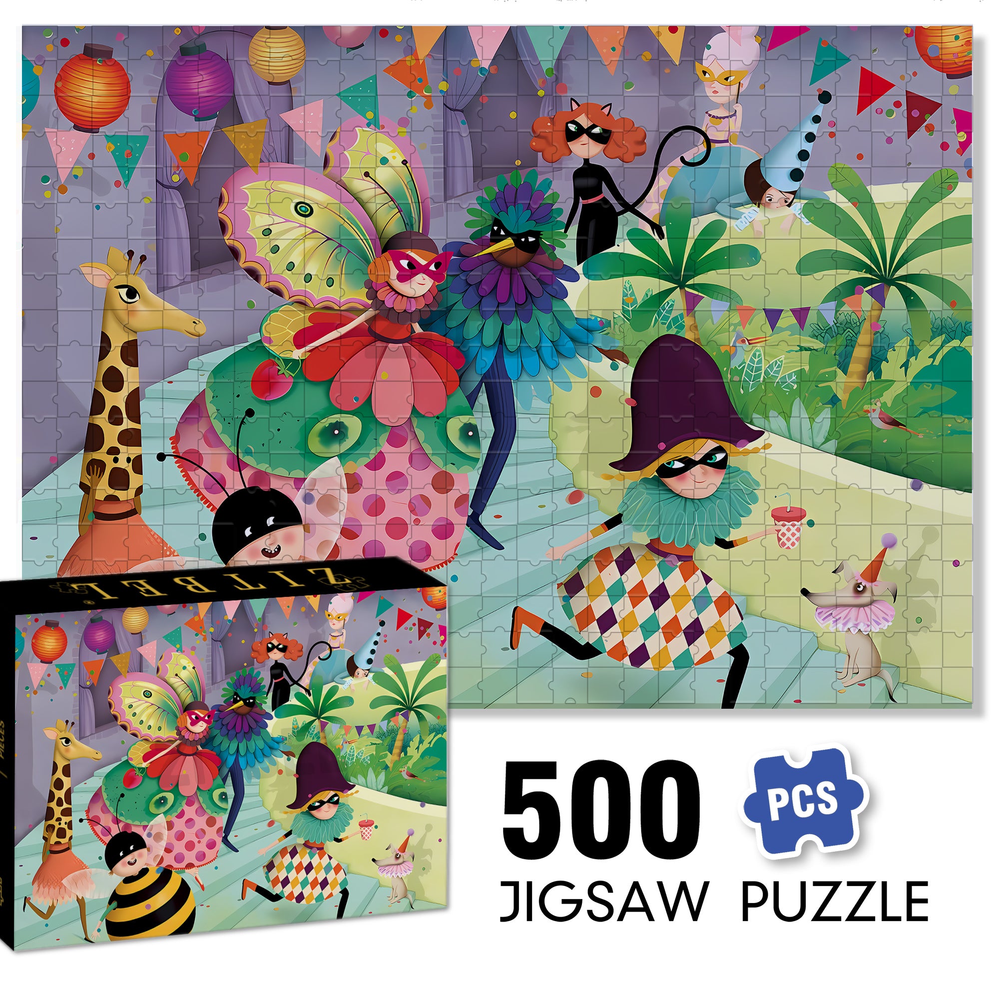 Masquerade 500pcs/1000pcs Jigsaw Puzzle, Scratch-Resistant, Interactive Family Game & Brain-Boosting DIY Decor, Perfect for Halloween, Christmas & New Year Gifts, Family Puzzle Game