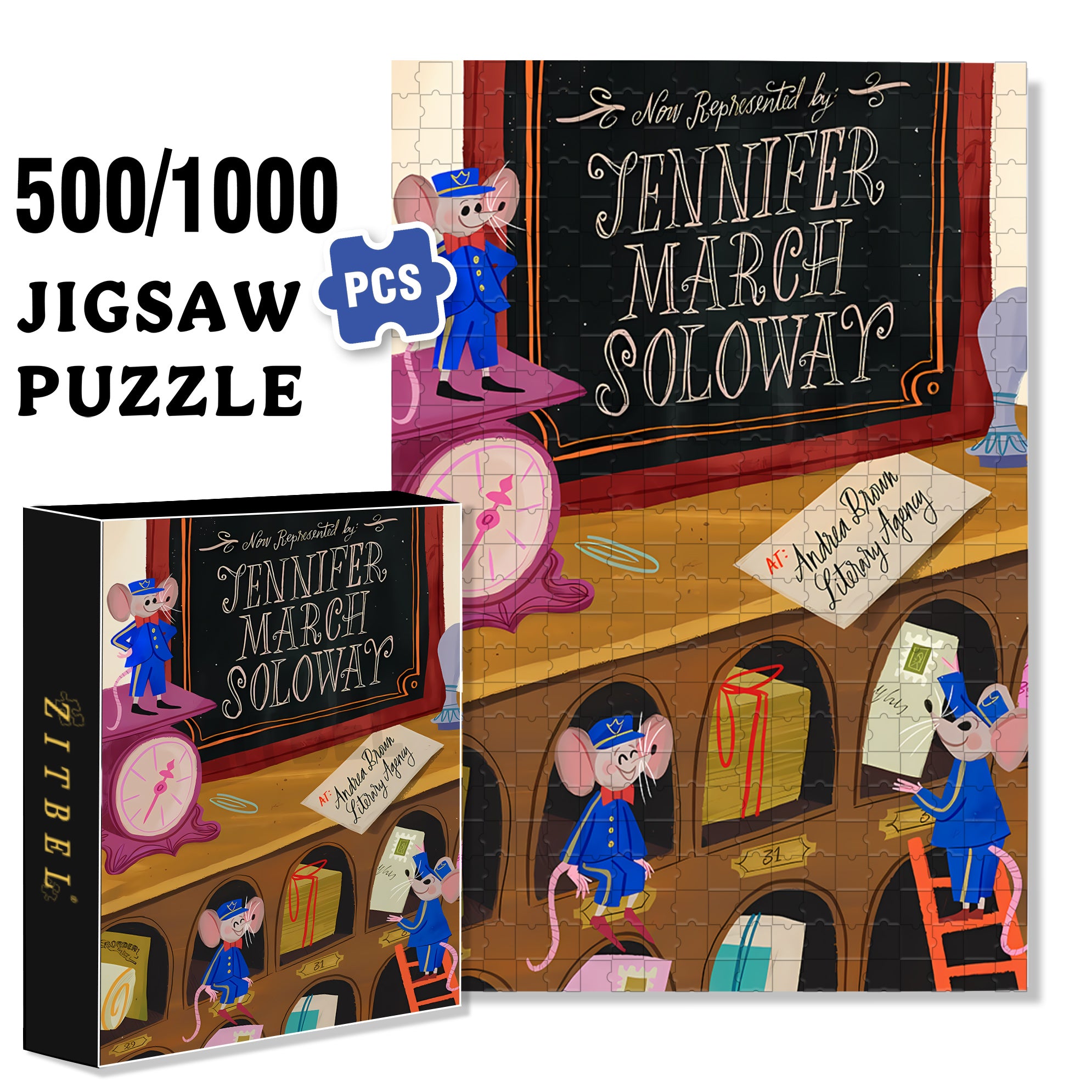 Mouse Postman 500pcs/1000pcs Jigsaw Puzzle, Scratch-Resistant, Interactive Family Game & Brain-Boosting DIY Decor, Perfect for Halloween, Christmas & New Year Gifts, Family Puzzle Game