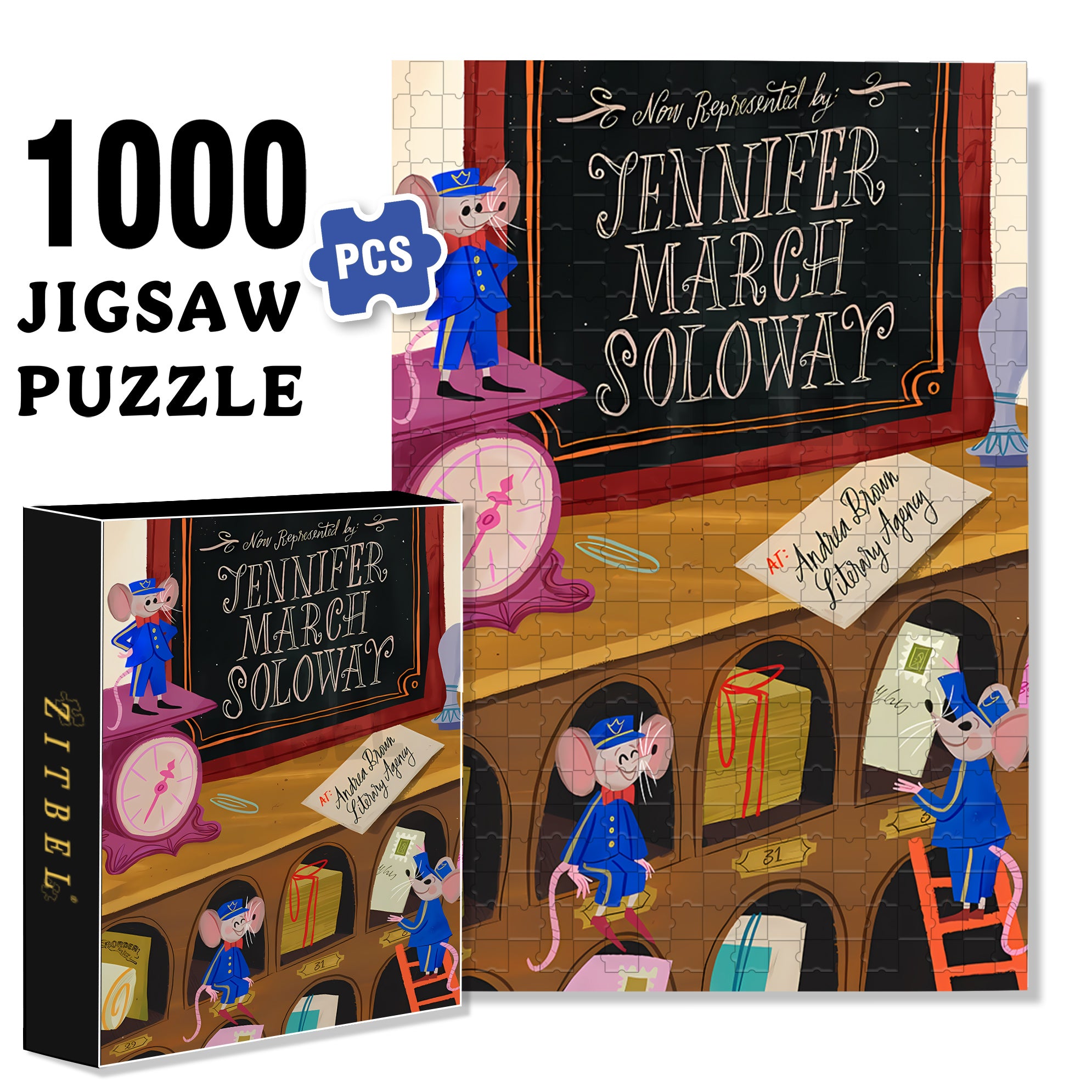 Mouse Postman 500pcs/1000pcs Jigsaw Puzzle, Scratch-Resistant, Interactive Family Game & Brain-Boosting DIY Decor, Perfect for Halloween, Christmas & New Year Gifts, Family Puzzle Game