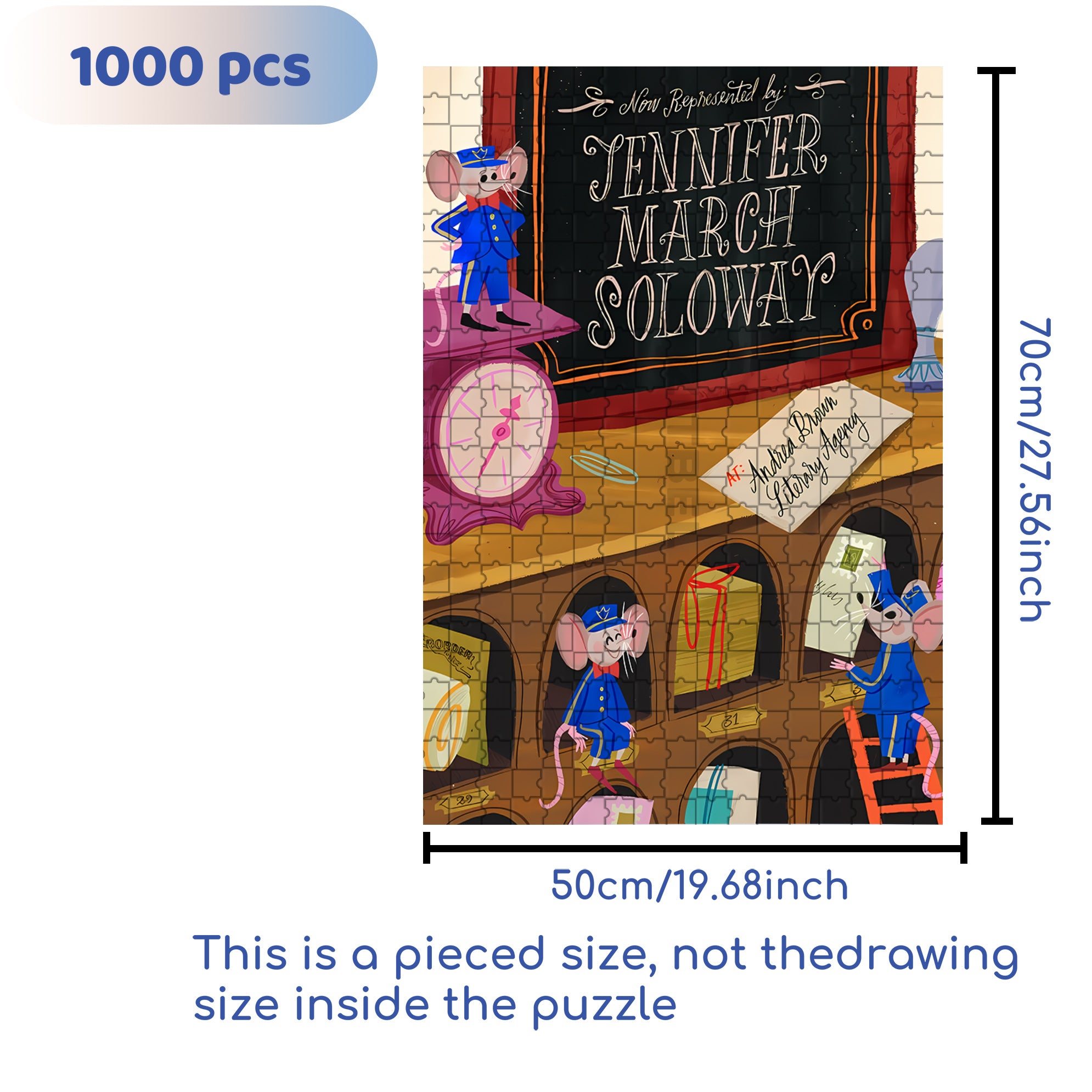 Mouse Postman 500pcs/1000pcs Jigsaw Puzzle, Scratch-Resistant, Interactive Family Game & Brain-Boosting DIY Decor, Perfect for Halloween, Christmas & New Year Gifts, Family Puzzle Game
