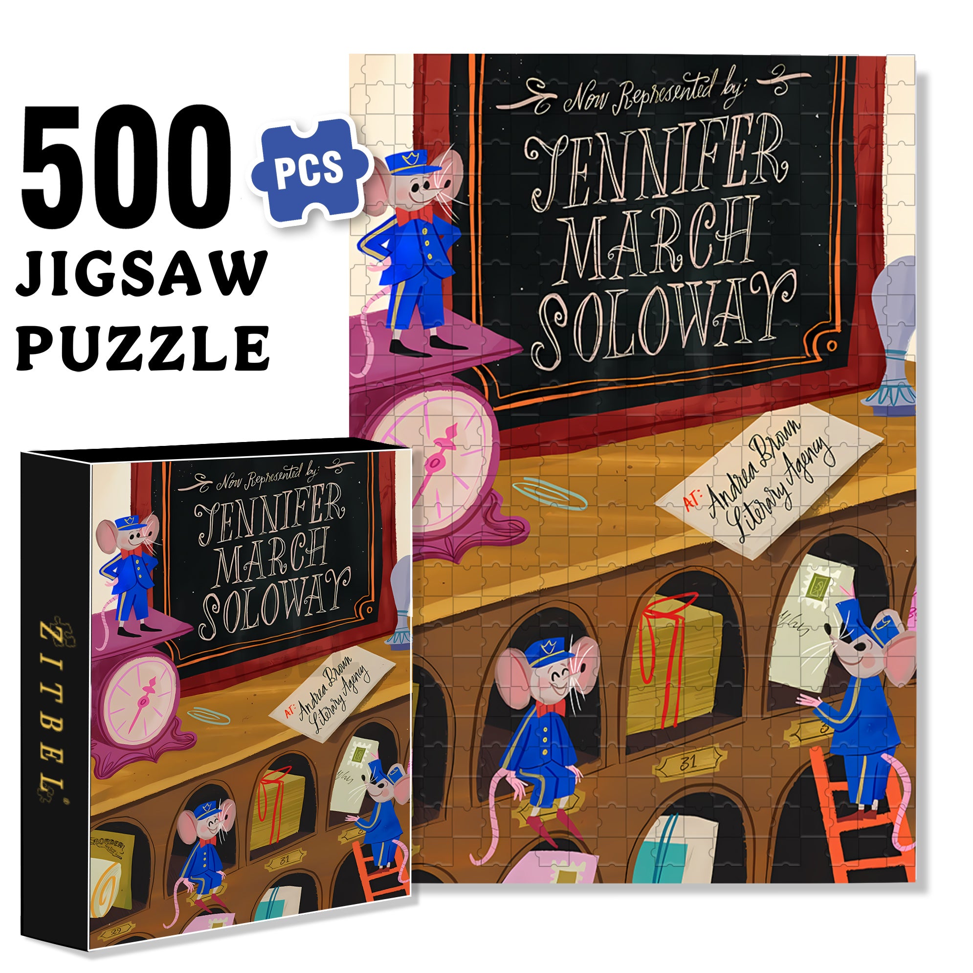 Mouse Postman 500pcs/1000pcs Jigsaw Puzzle, Scratch-Resistant, Interactive Family Game & Brain-Boosting DIY Decor, Perfect for Halloween, Christmas & New Year Gifts, Family Puzzle Game